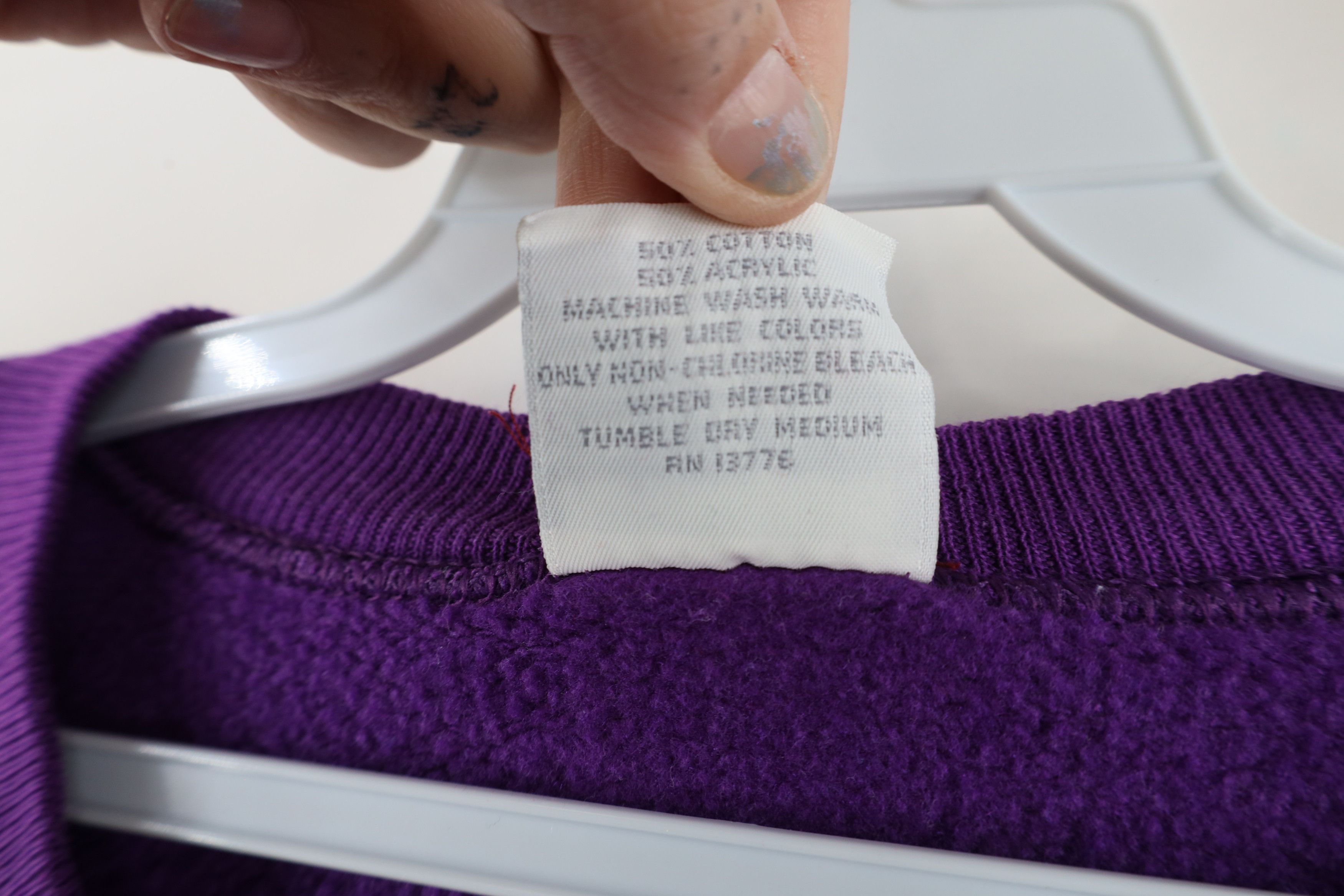 Vintage Vintage 90s Streetwear Blank Crewneck Sweatshirt Purple USA Size XL / US 12-14 / IT 48-50 - 8 Thumbnail