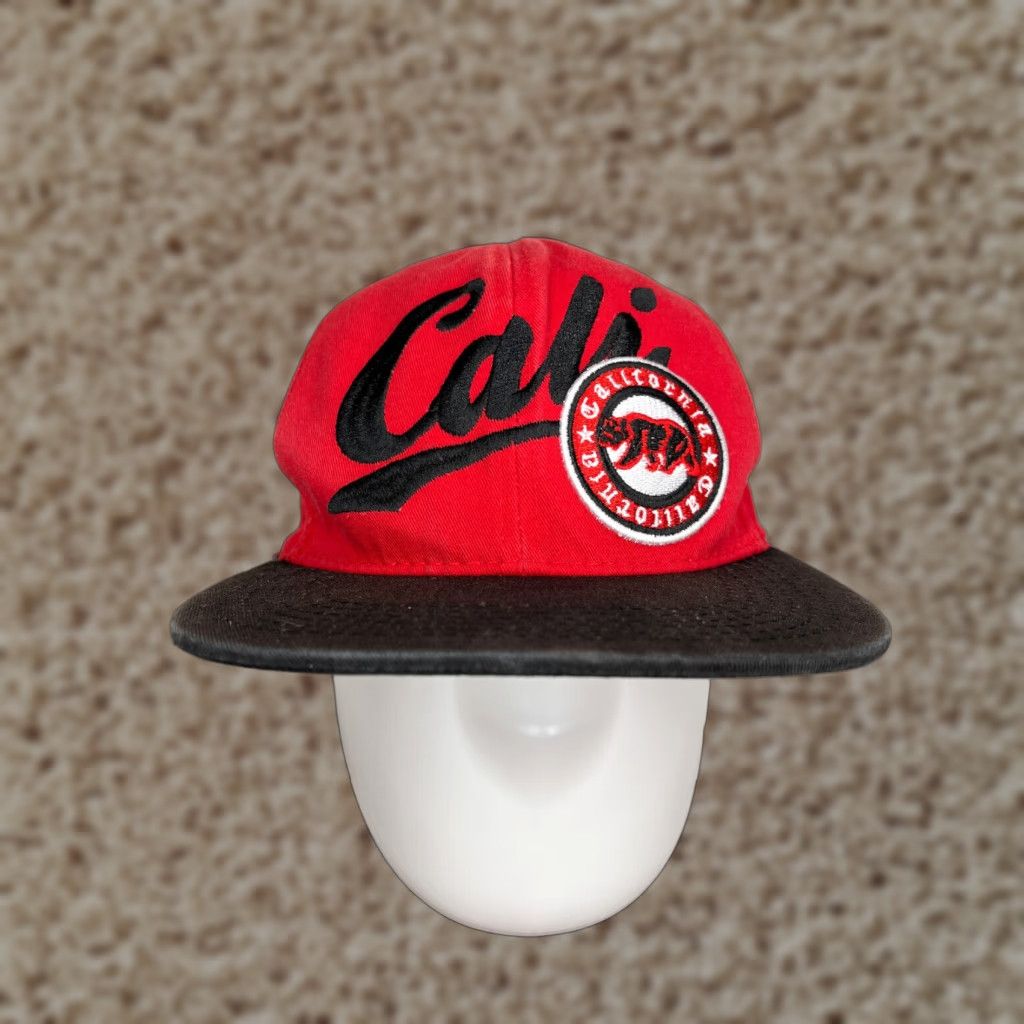 Vintage CALIFORNIA Hat Cap Snap Back Mens One Size Red Embroidered Bear Cotton Cali D - Leader Of Generation Apparel - Baseball Cap - Logo - Adjustable - Men Size ONE SIZE - 1 Thumbnail