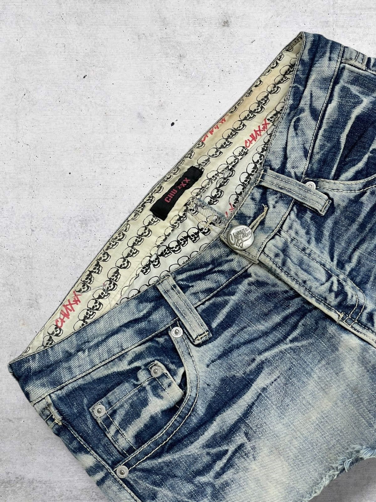 Hysteric Glamour VINTAGE JAPAN SKULL RIPPED DISTRESS PUNK CHUXXX 90S DENIM Size US 28 / EU 44 - 7 Thumbnail