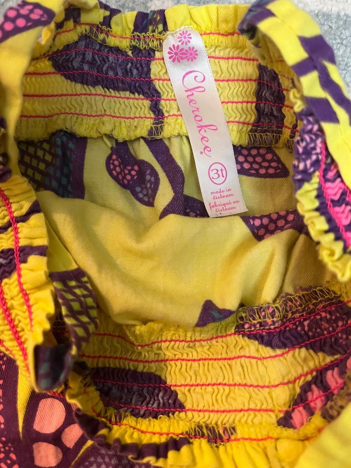 Cherokee Cherokee Girls 3T Yellow Floral Romper Size ONE SIZE - 3 Thumbnail