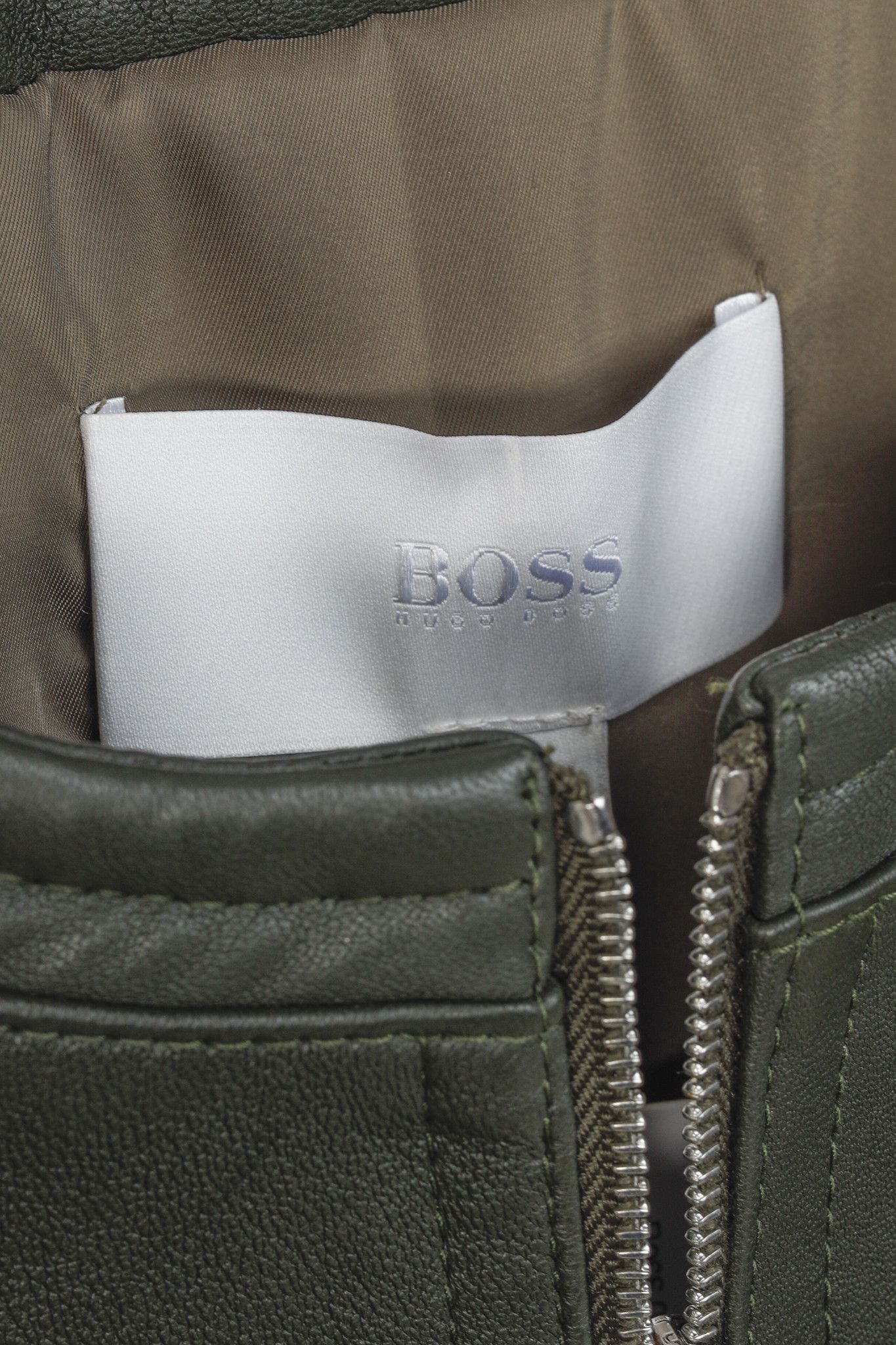 Hugo Boss Hugo Boss Grey Green Leather Moto Jacket Size M / US 6-8 / IT 42-44 - 4 Thumbnail