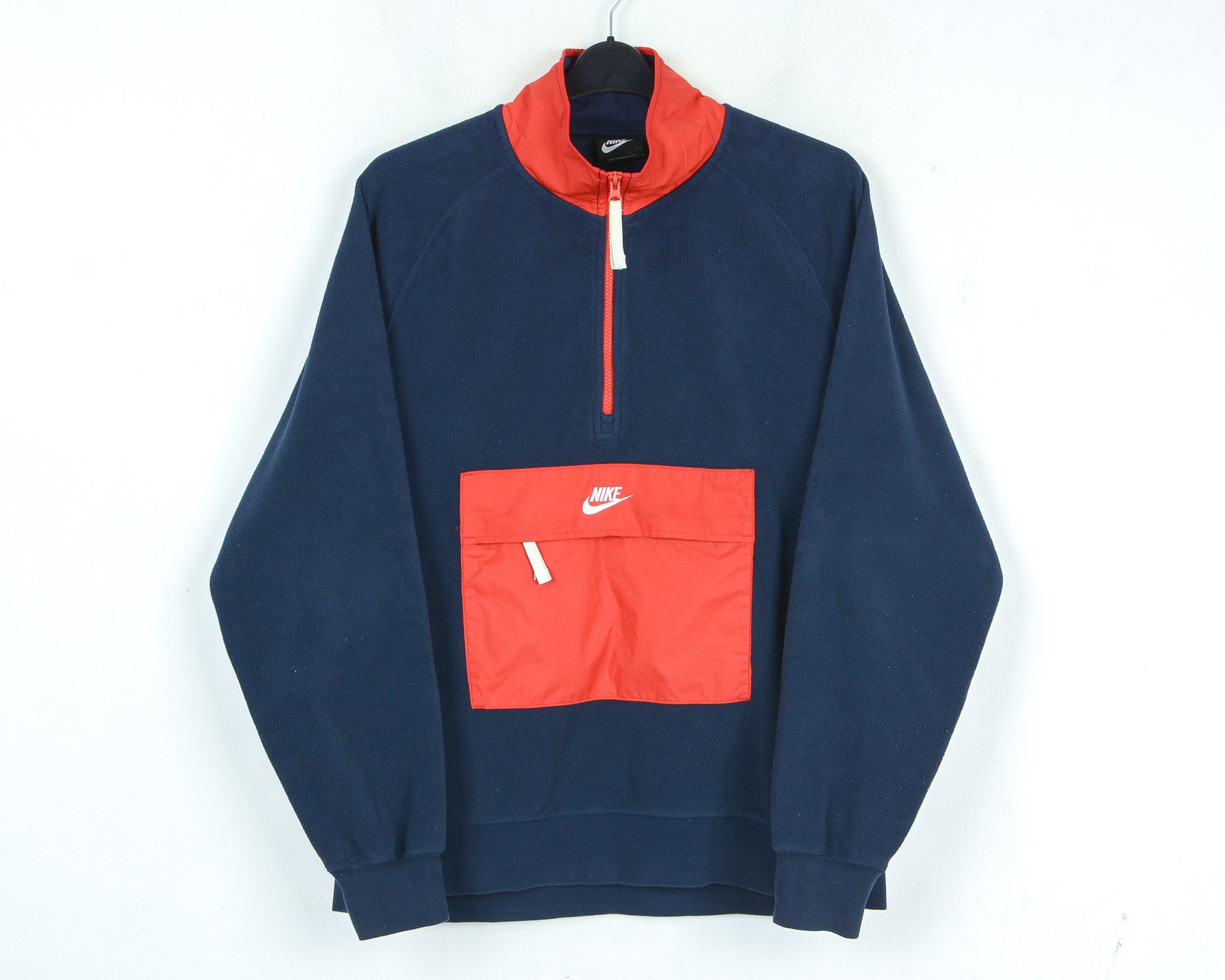 Nike Half Zip Borg Sweat In Navy L Fleece Jumper Pullover Size US L / EU 52-54 / 3 - 1 Thumbnail