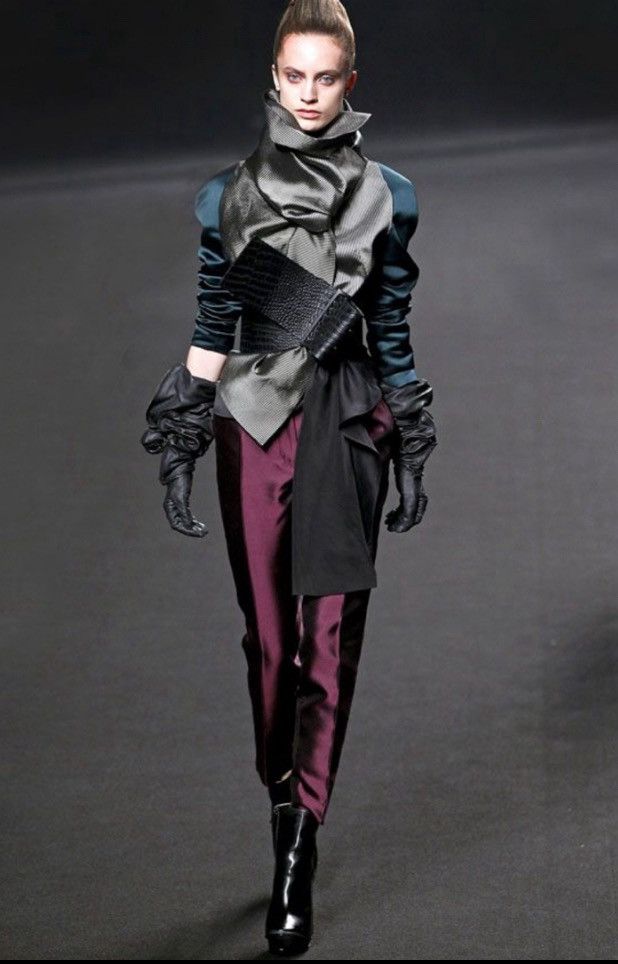 Haider Ackermann Runway Croc Embossed Obi Wide Leather Belt