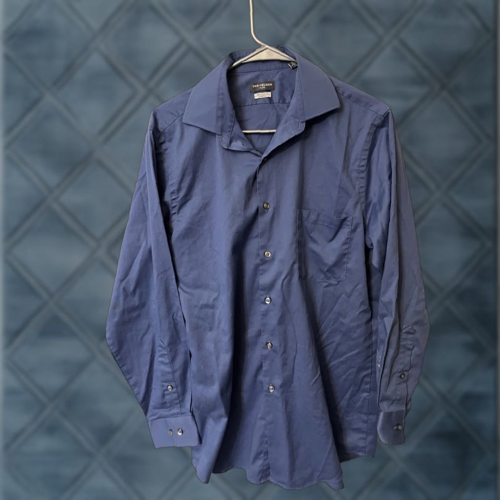 Van Heusen Van Heusen Button-Up Mens Shirt Blue 15.5 Regular Fit Long Sleeve Cotton Blend Pocketed Casual Business Workwear Regular Mens Size US M / EU 48-50 / 2 - 1 Thumbnail