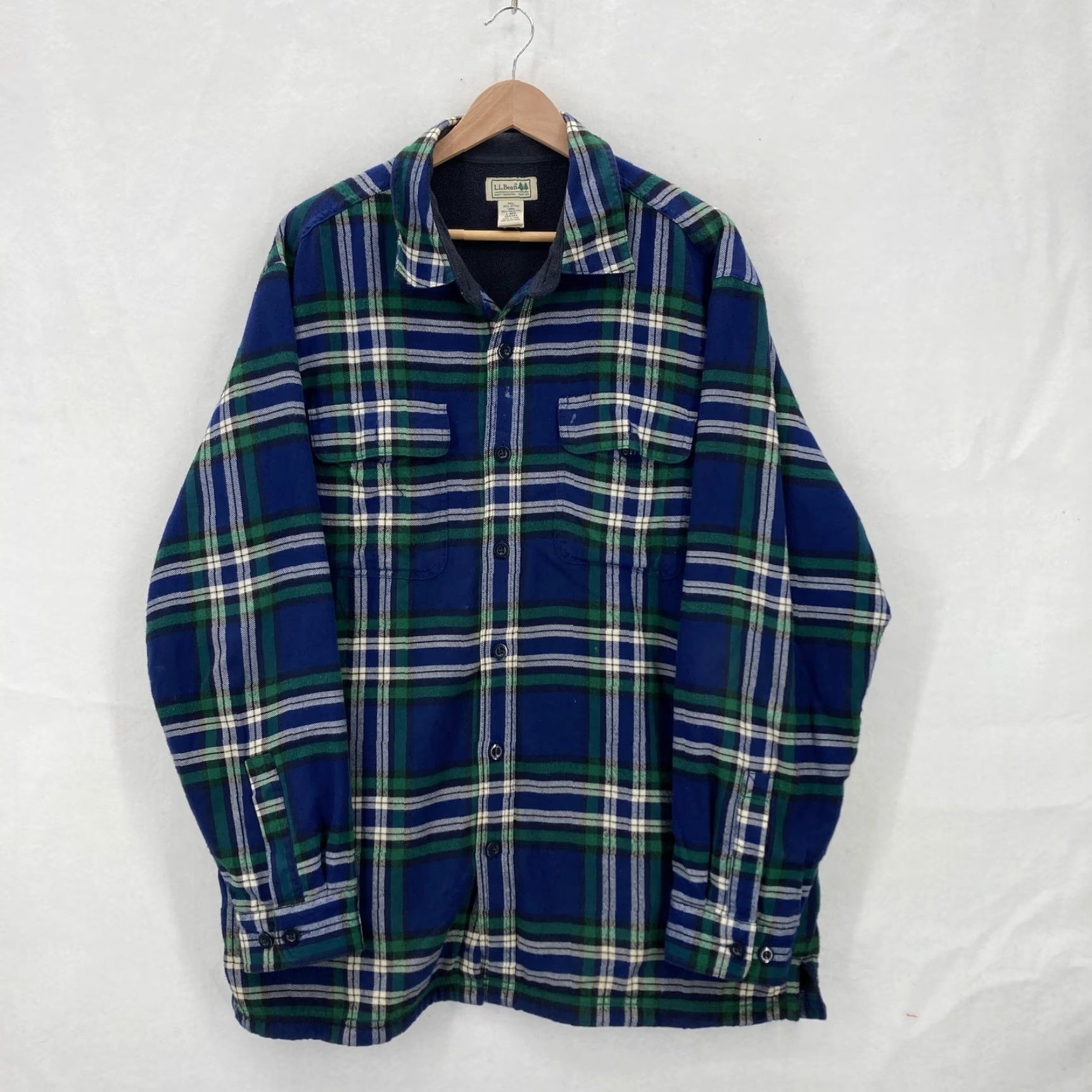 Vintage VINTAGE LL Bean Shirt Mens Large Blue Green Plaid Fleece Lined Flannel Shacket Pockets Size US L / EU 52-54 / 3 - 2 Thumbnail