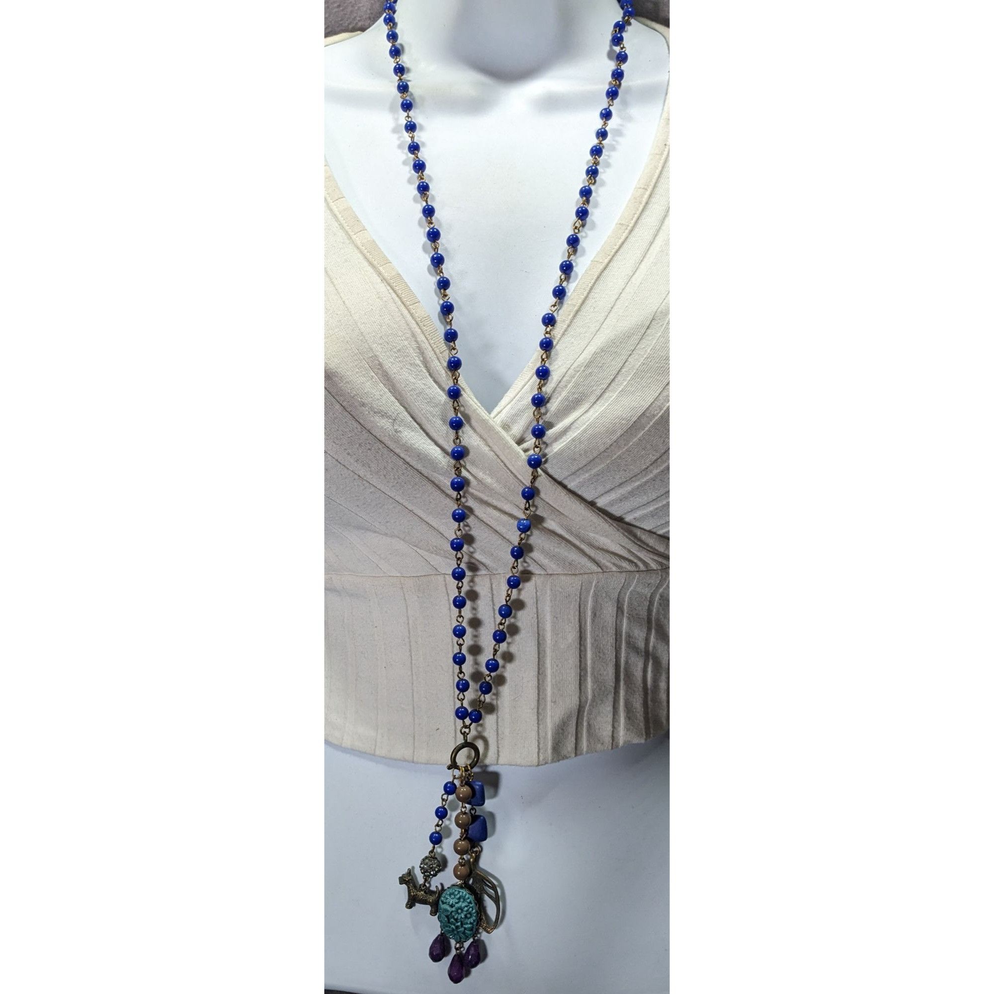 Other Vintage David Aubrey Blue Tassel Charm Necklace Size ONE SIZE - 5 Thumbnail