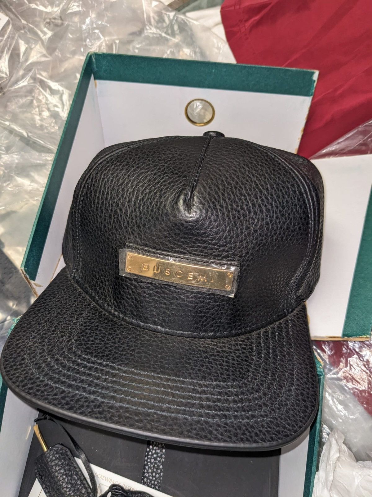 Buscemi BUSCEMI SCREWBACK CAP 2001SBHC PEBBLED COW LEATHER BLACK HAT Size ONE SIZE - 1 Thumbnail