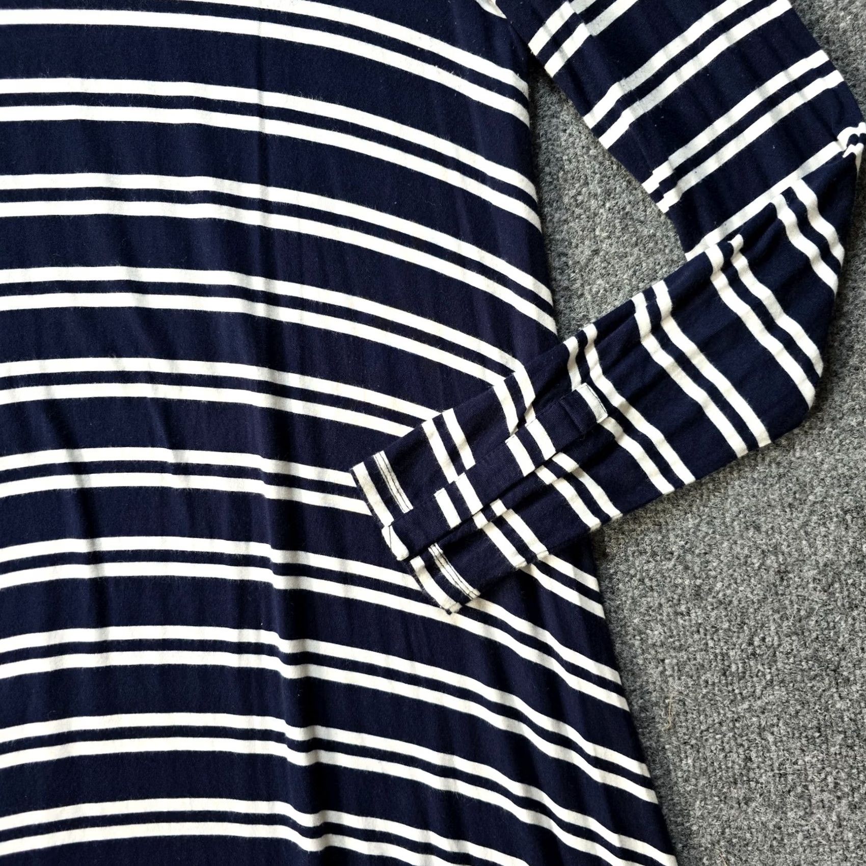 Anthropologie Maeve Anthropologie Dress Womens Size L Blue White Striped Turtleneck Casual Knit Knee Length Long Sleeve Pullover Machine Washable Regular Women Size L / US 10 / IT 46 - 3 Thumbnail