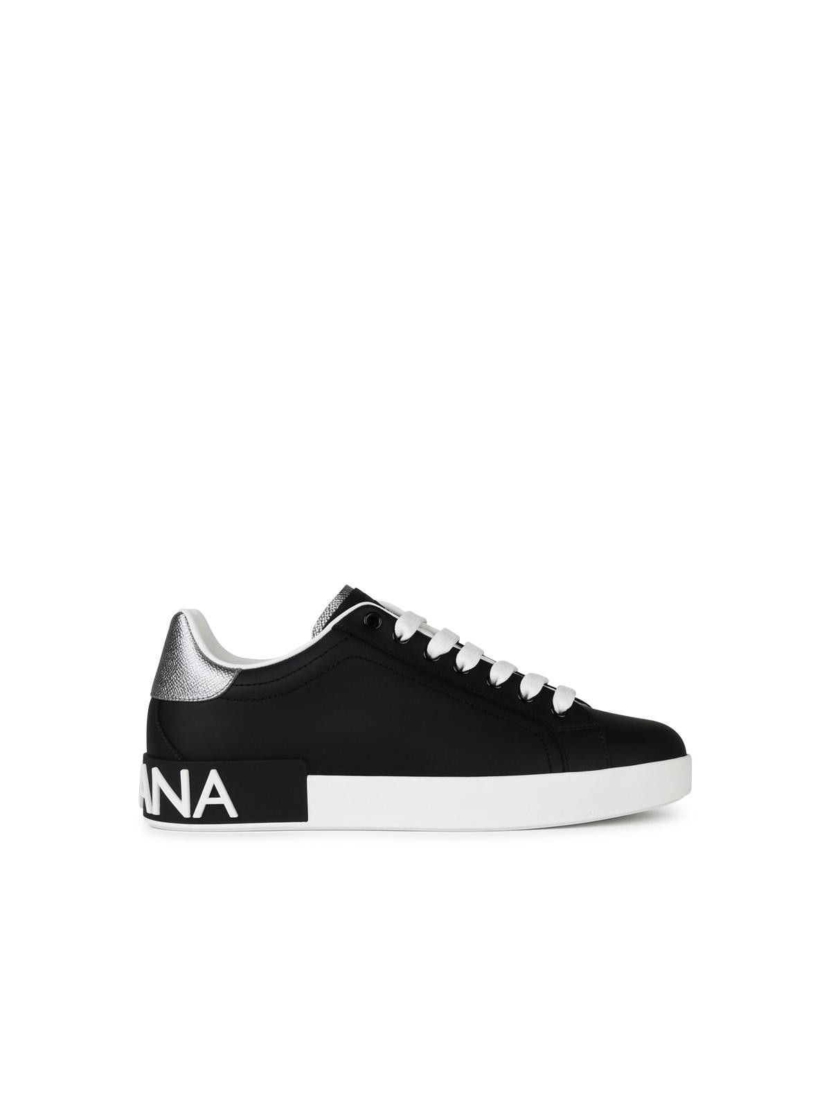 Dolce & Gabbana DOLCE & GABBANA 'Portofino' Black Leather Sneakers Size US 13 / EU 46 - 1 Thumbnail