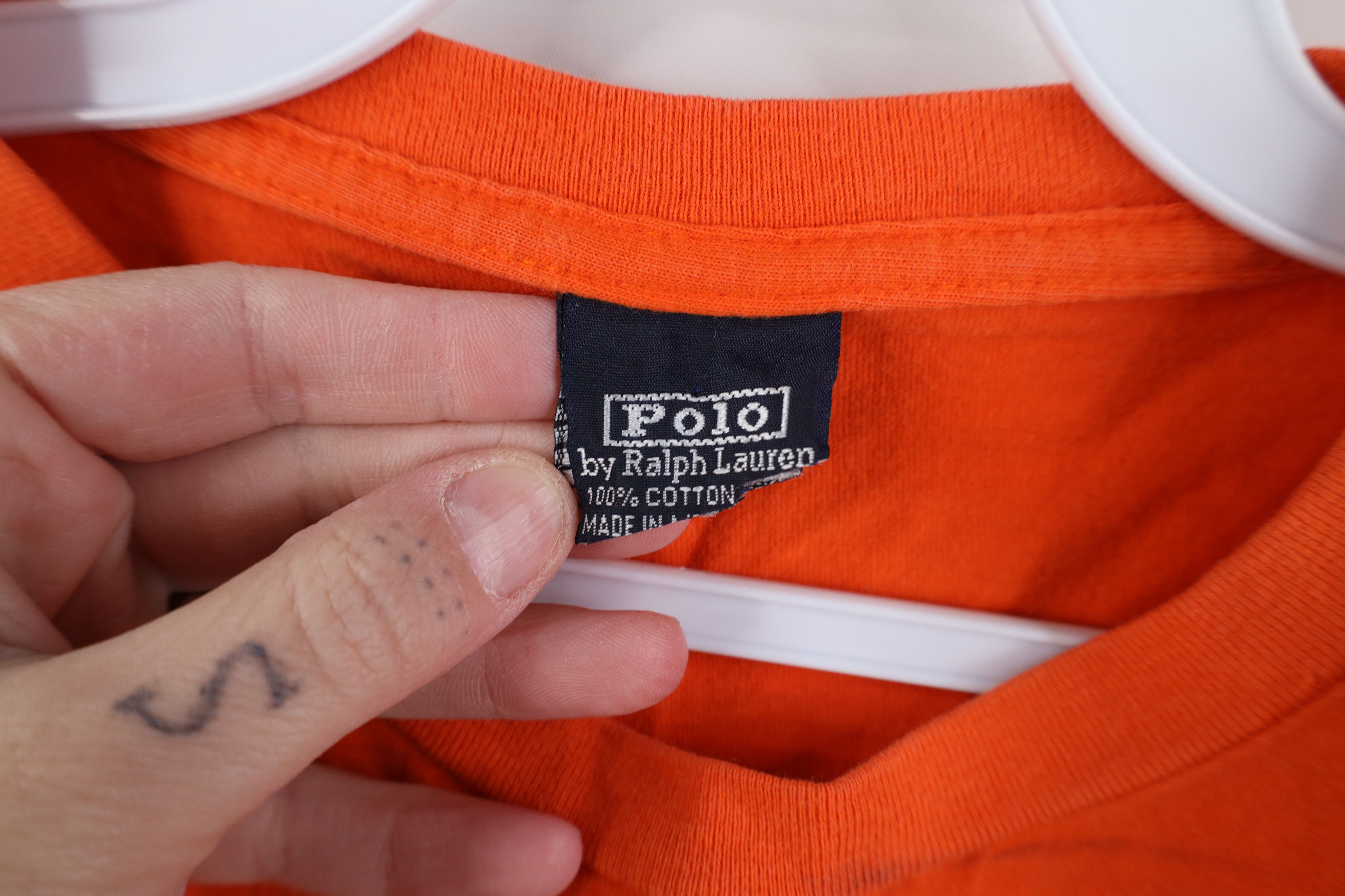 Ralph Lauren Vintage 90s Ralph Lauren Spell P Logo T-Shirt Orange Cotton Size US S / EU 44-46 / 1 - 7 Thumbnail