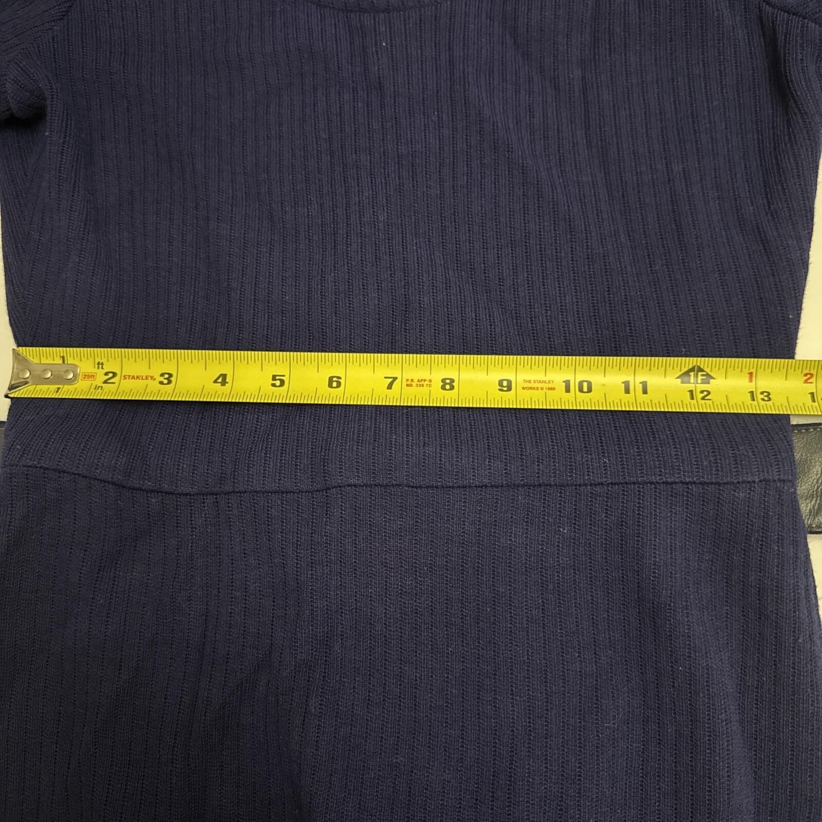 Other Vintage Royal Blue Ribbed Knit Maxi Dress Long Sleeve Belted Size M / US 6-8 / IT 42-44 - 4 Thumbnail