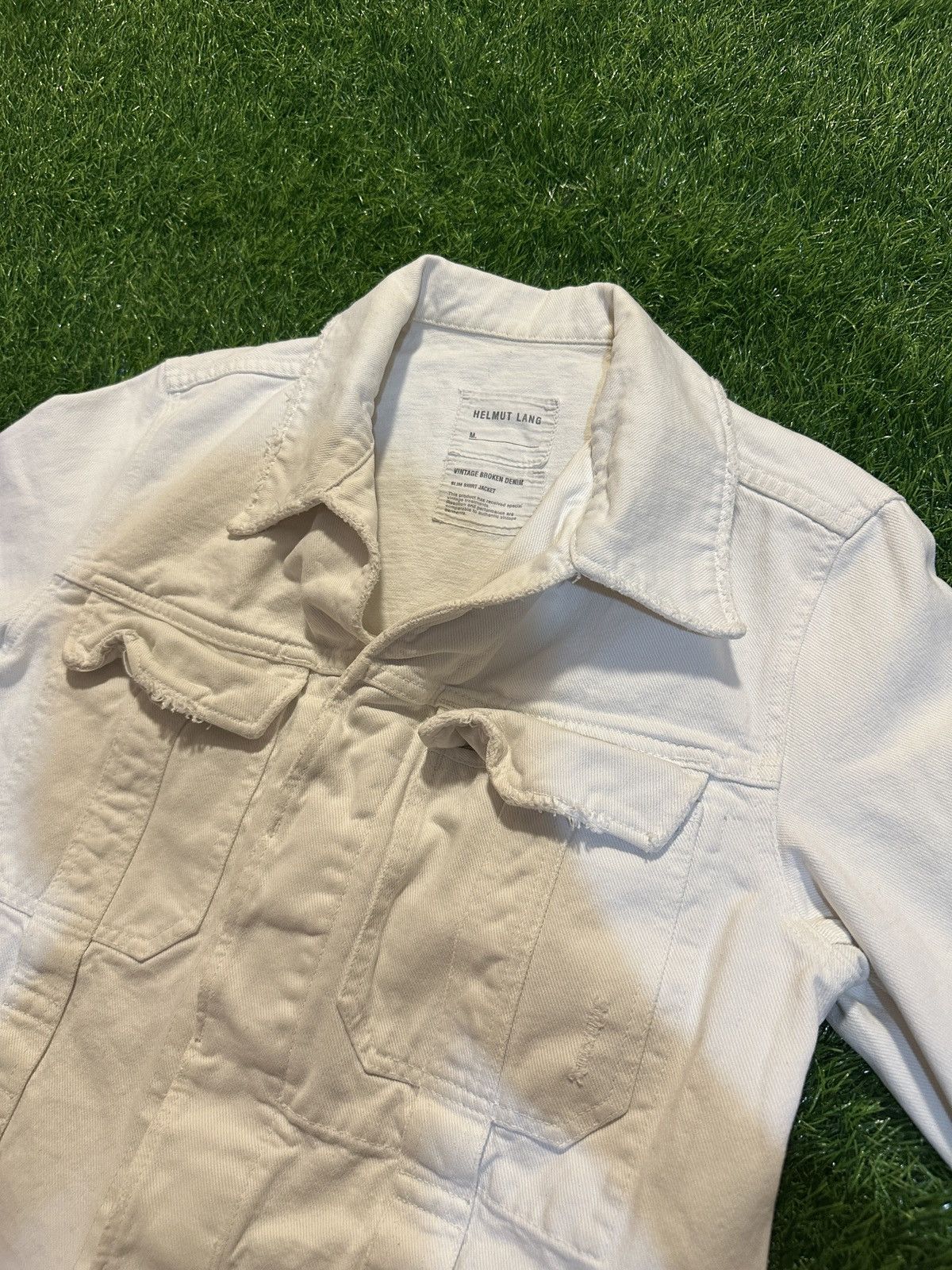 Helmut Lang Helmut lang ss 2004 white broken denim concealed jacket Size US M / EU 48-50 / 2 - 3 Thumbnail