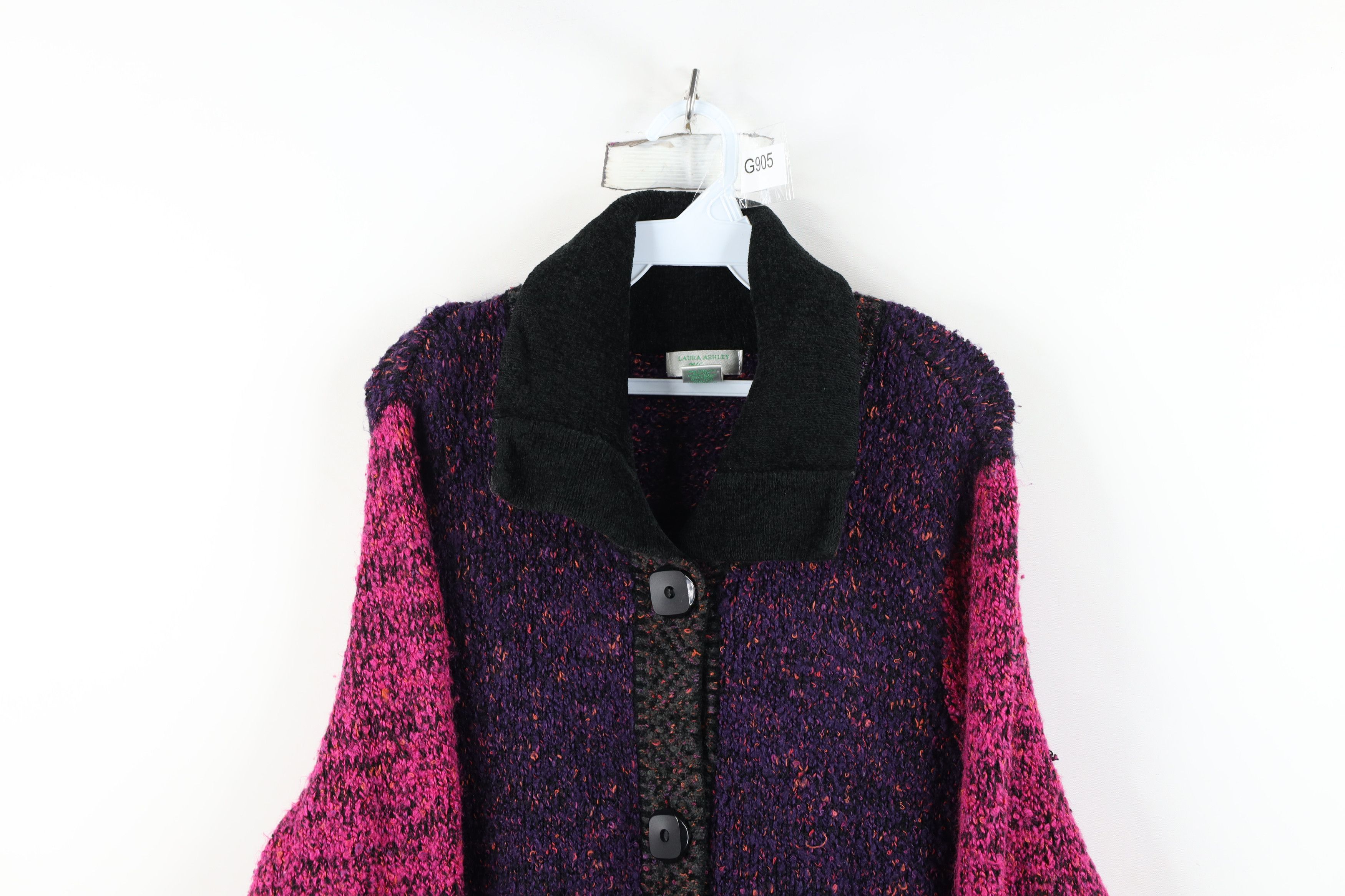 Vintage Vintage 90s Lagenlook Big Button Collared Cardigan Sweater Size 3XL / US 20-22 - 2 Thumbnail