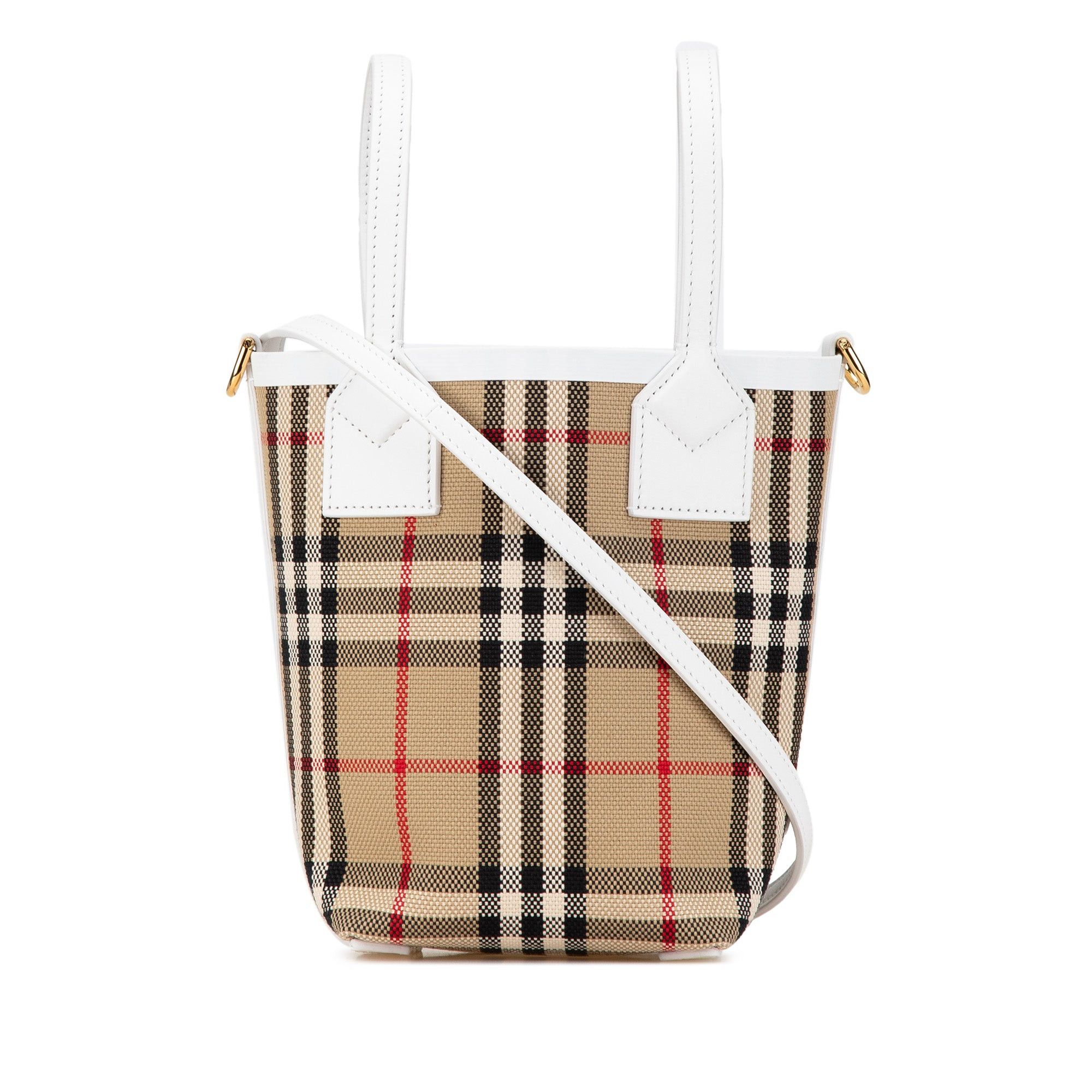 Burberry Mini House Check Canvas London Tote Brown