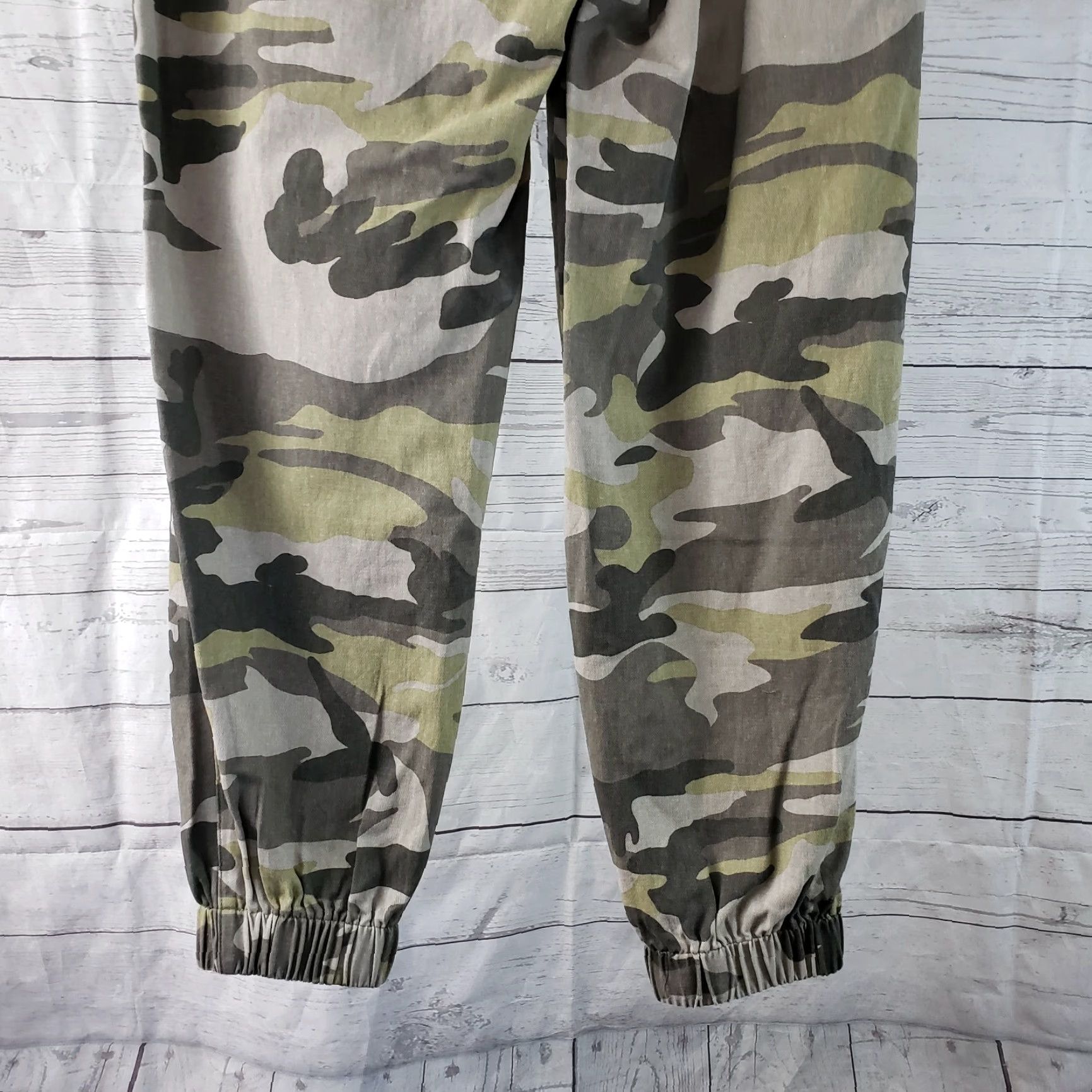 Vintage PS/LA Womens Jogger Pants Small Green Camo High Rise Cotton Size 28" / US 6 / IT 42 - 4 Thumbnail