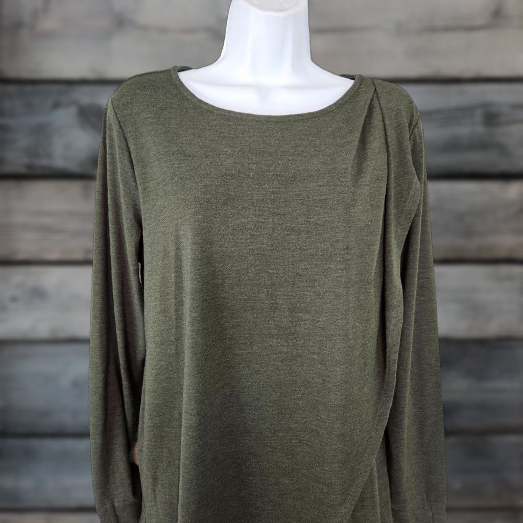 Vintage Betabrand Womens Tempo Tunic Blouse Green Long Sleeve Asymmetrical Hem Size L Adult Womens Size L / US 10 / IT 46 - 1 Thumbnail