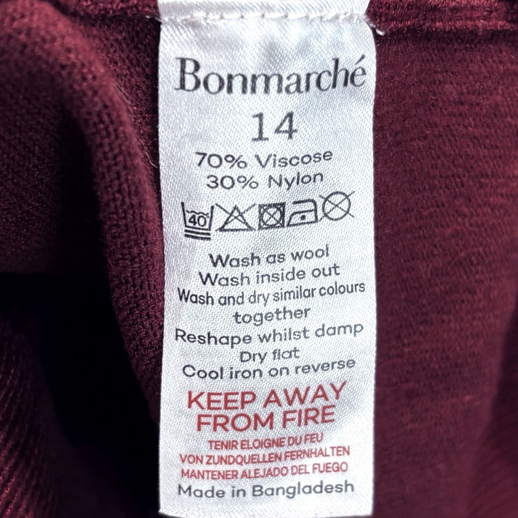 Vintage Bonmarche UK14 Burgundy Crew Neck Pullover Metal Star Design - Womens Regular Jumper Size XL / US 12-14 / IT 48-50 - 5 Thumbnail