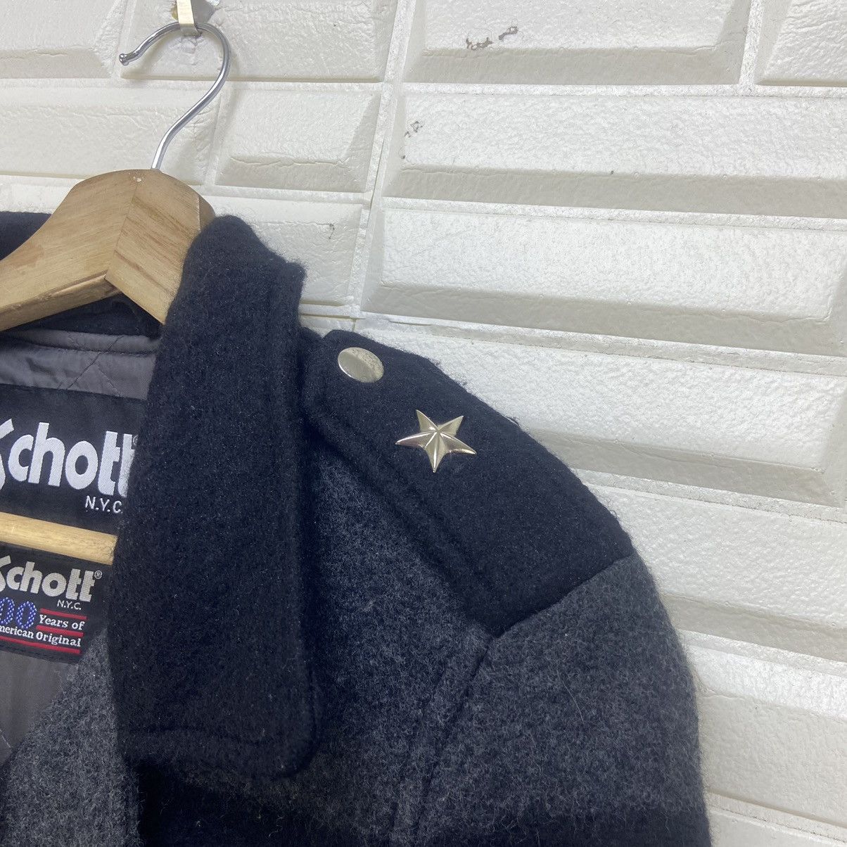 Schott Schott Double Collar Biker Wool Jacket Size US XXS / EU 40 - 16 Thumbnail
