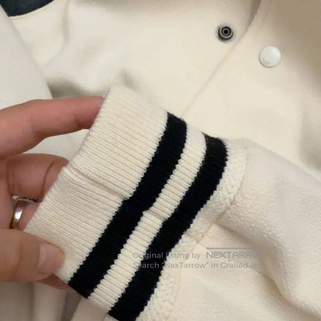 Saint Laurent Paris Saint Laurent Cream Leather Sleeve Baseball Jacket. Size US M / EU 48-50 / 2 - 5 Thumbnail