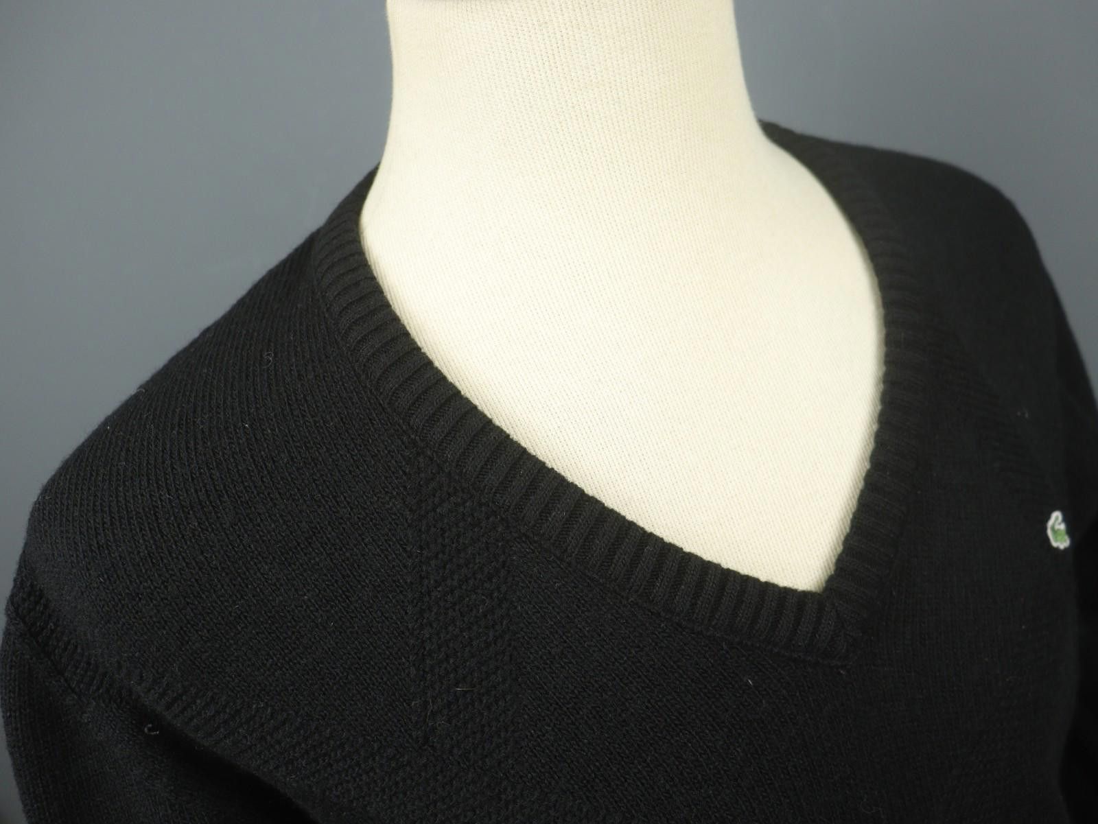 Lacoste Lacoste Black Wool Tight Knit V-Neck Pullover Sweater Size 5 Size US M / EU 48-50 / 2 - 9 Thumbnail