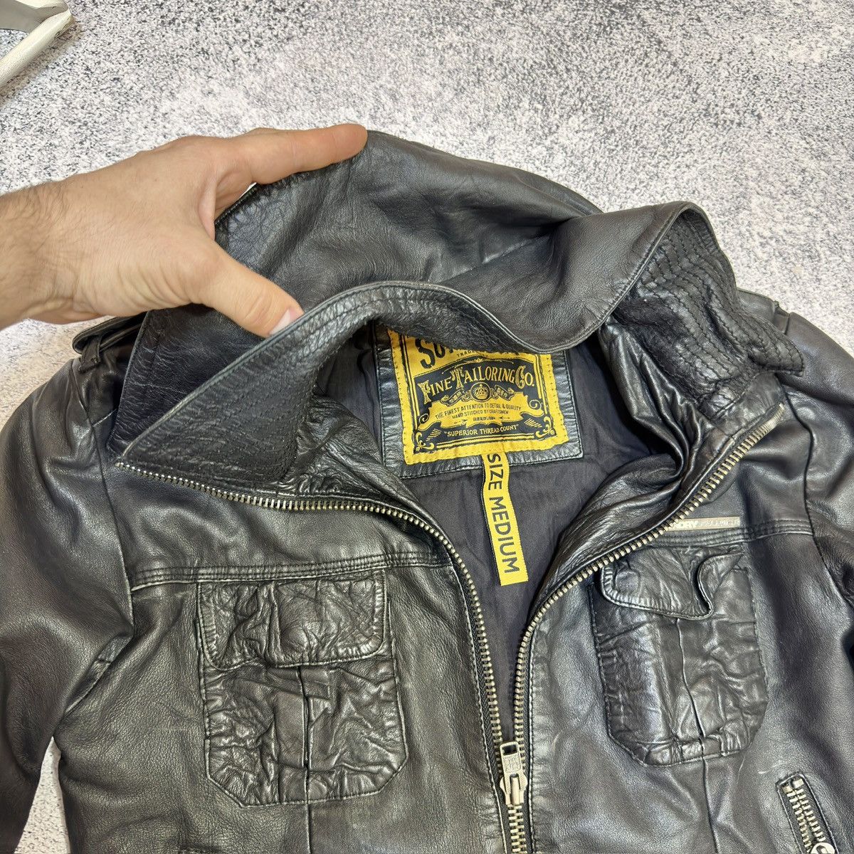 Genuine Leather × Superdry Superdry Black Genuine Leather Jacket M size Size US M / EU 48-50 / 2 - 7 Thumbnail