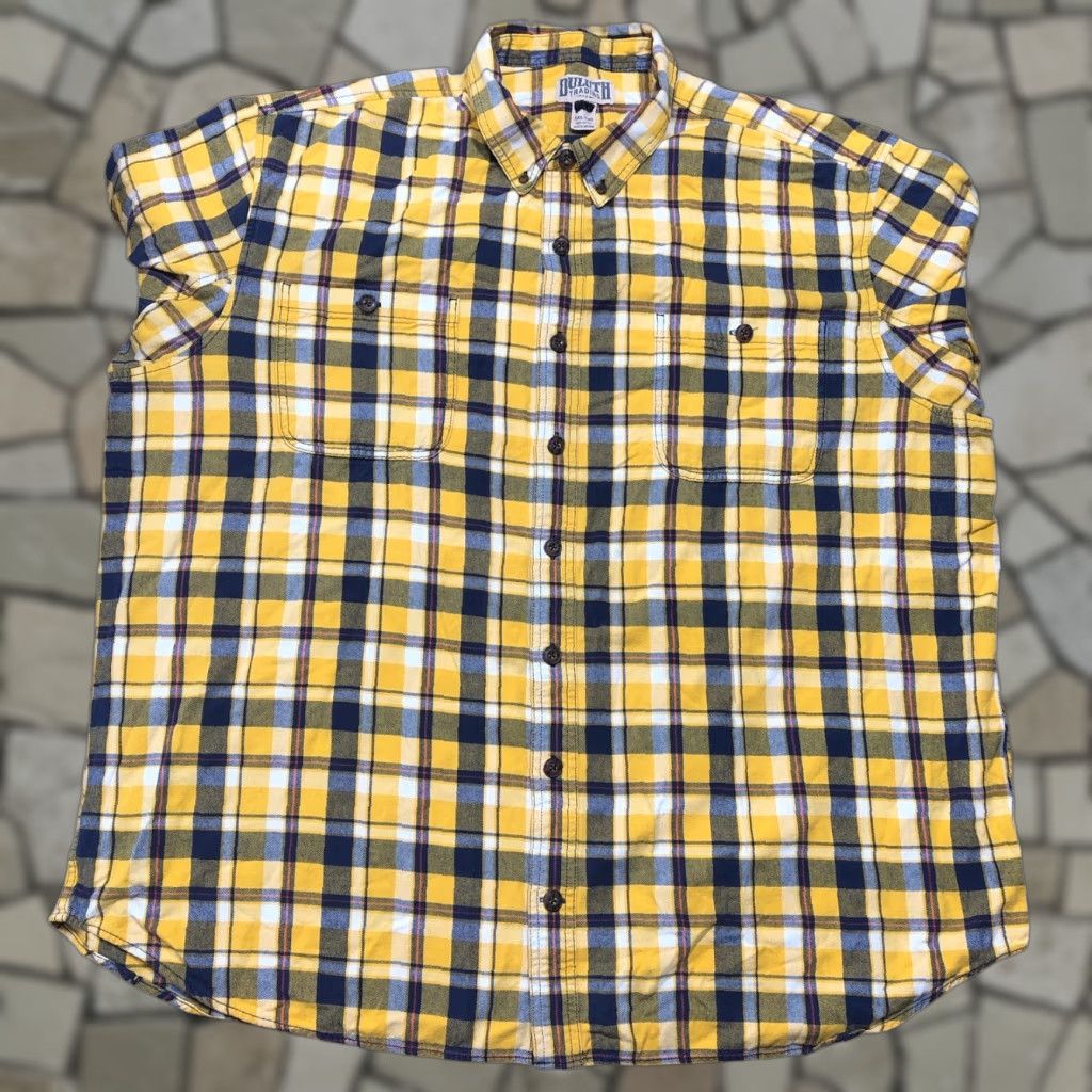 Vintage Duluth Flannel Shirt Mens 3XLT Yellow Blue Plaid Button-Up Chest 60in Workwear Outdoor Casual Size US XXL / EU 58 / 5 - 1 Thumbnail