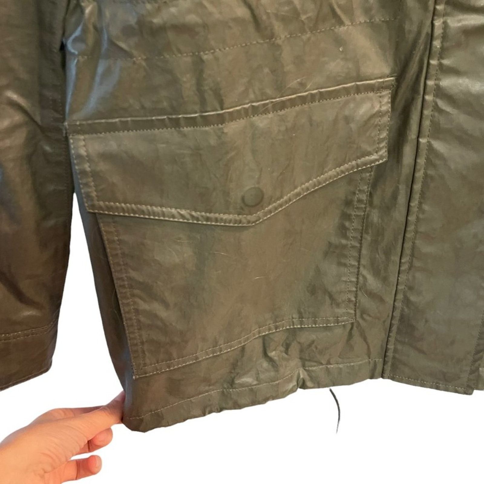SAM. SAM Olive Waxed Hooded Parka Jacket Green Size S / US 4 / IT 40 - 4 Thumbnail