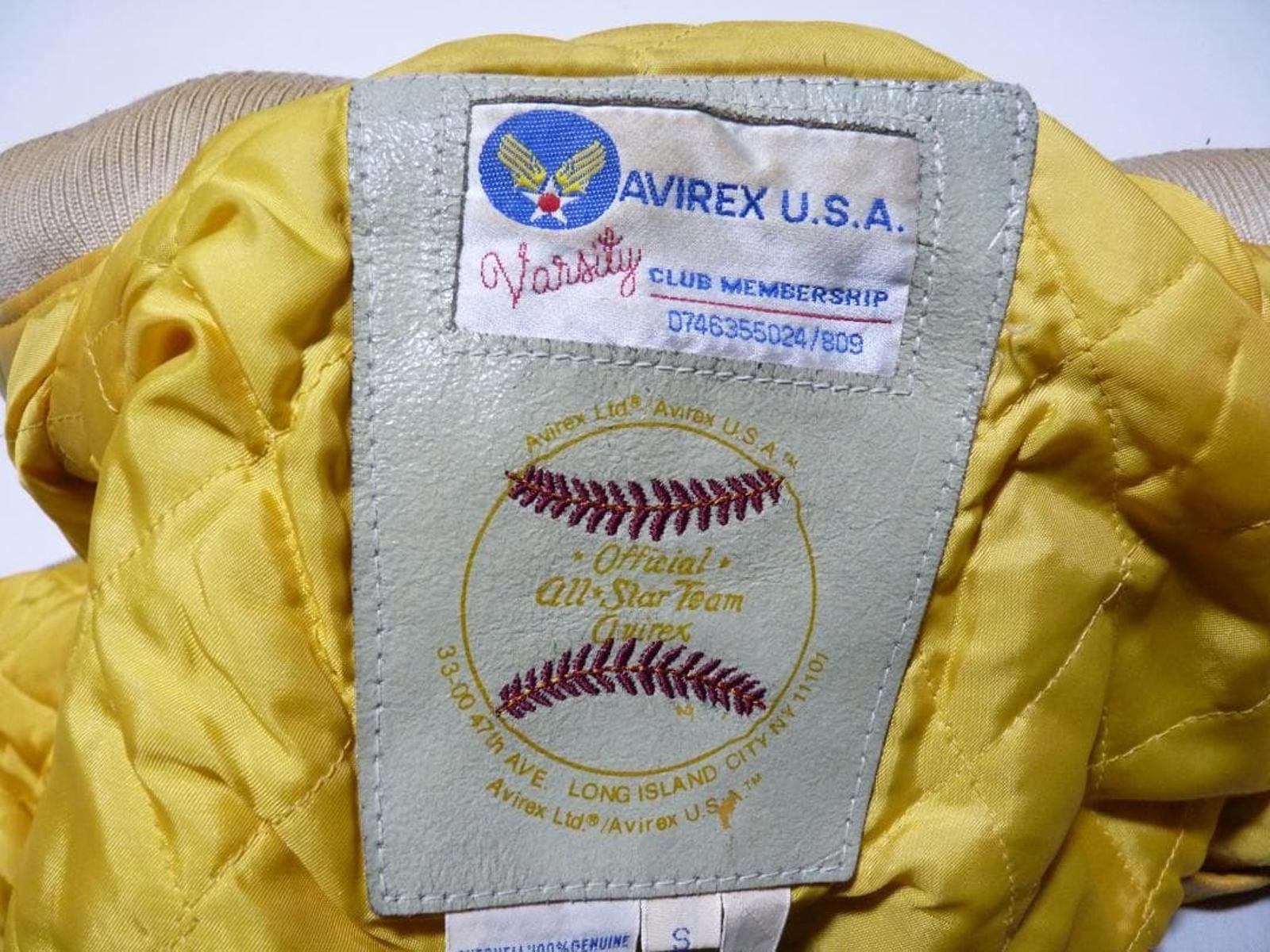 Avirex AVIREX - Vintage Yellow Leather Varsity Jacket with Embroide Size US M / EU 48-50 / 2 - 9 Thumbnail