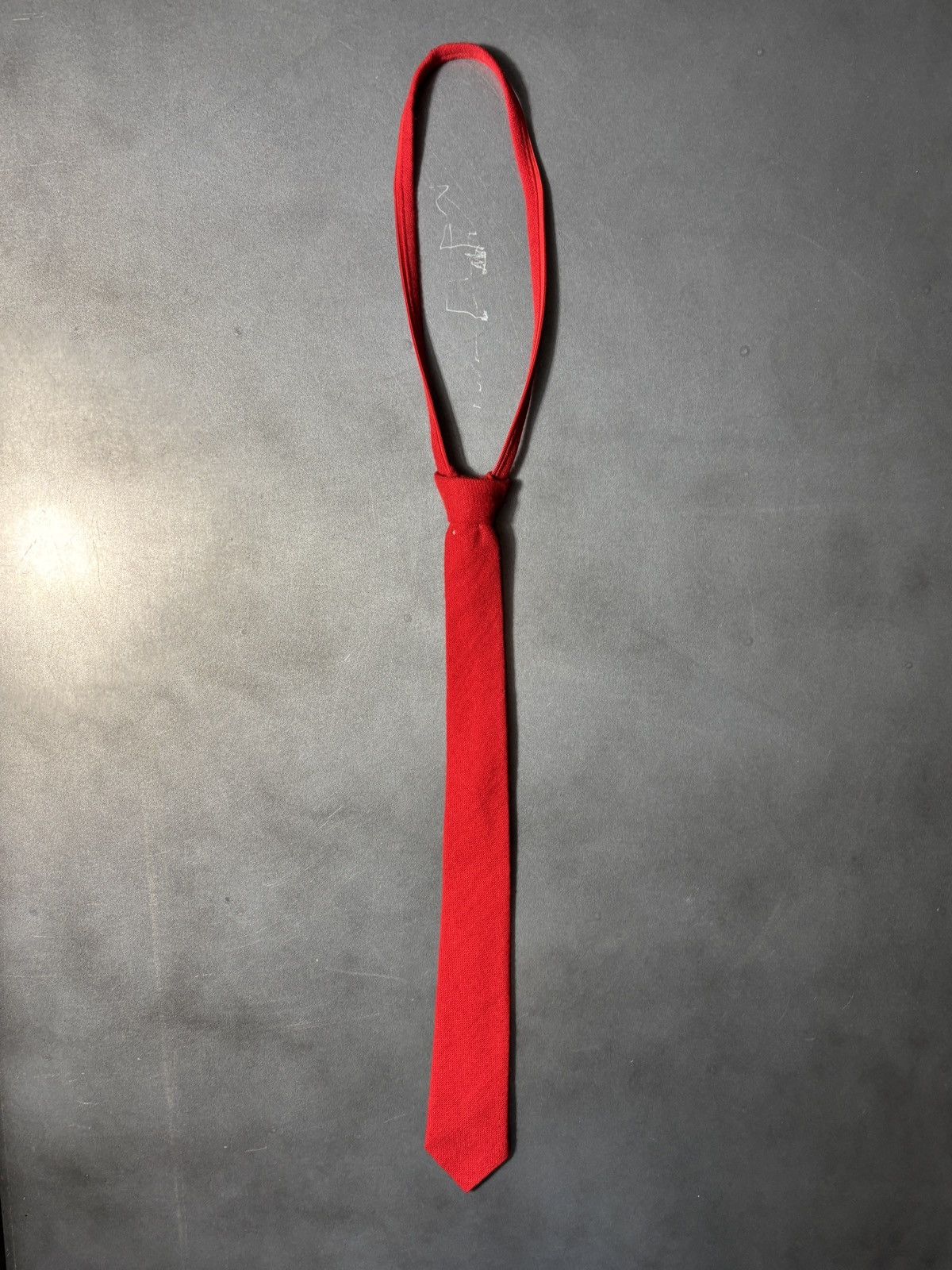 Vintage Vintage Pre-Tied Necktie Zipper Skinny Lambswool Red Wool 90 Size ONE SIZE - 3 Thumbnail