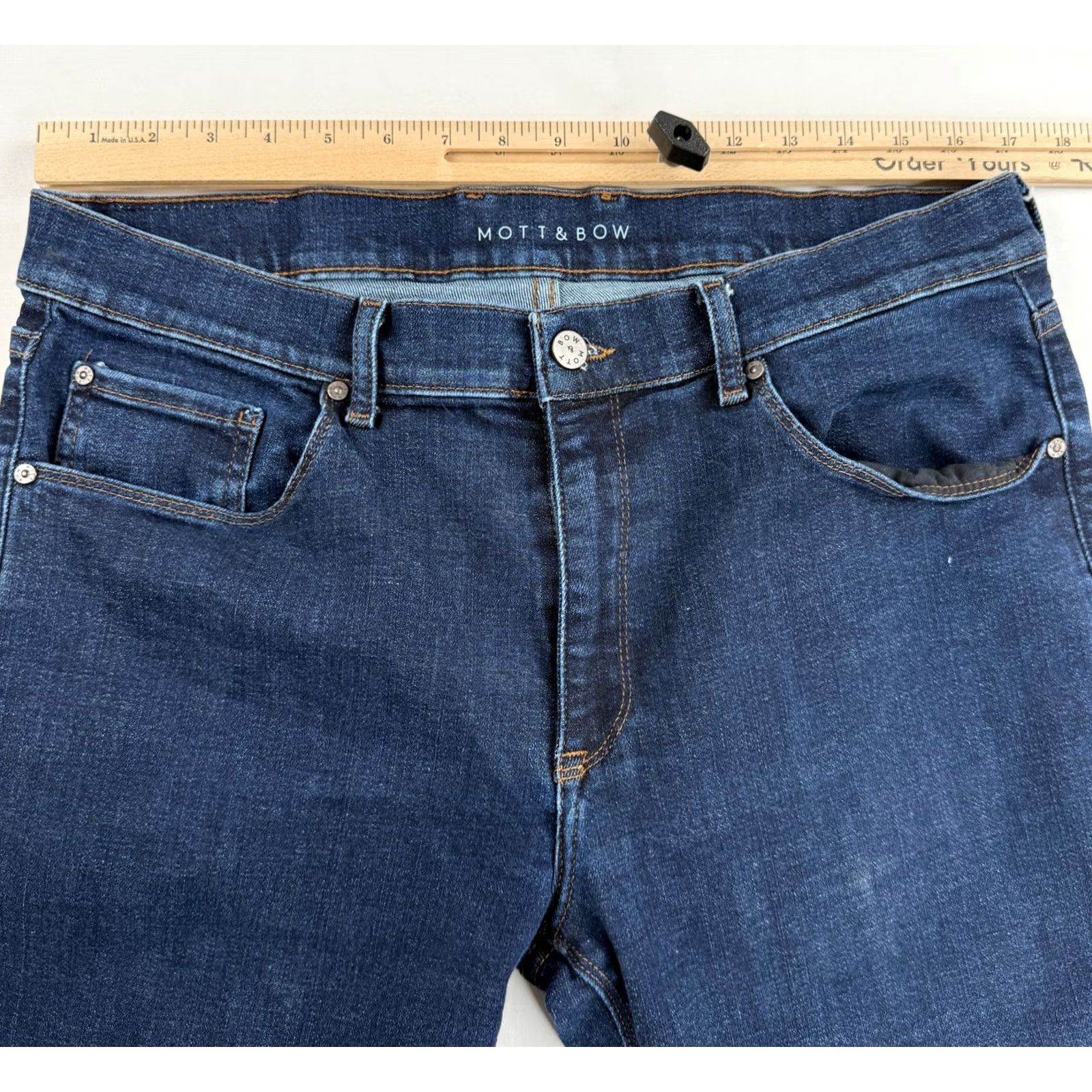 Mott & Bow Mott & Bow Jeans Mens 34x32 Slim Denim Blue Stretch 5-Pocket Straight Dark Wash Regular 34 Inseam 32.5" Size US 34 / EU 50 - 7 Thumbnail