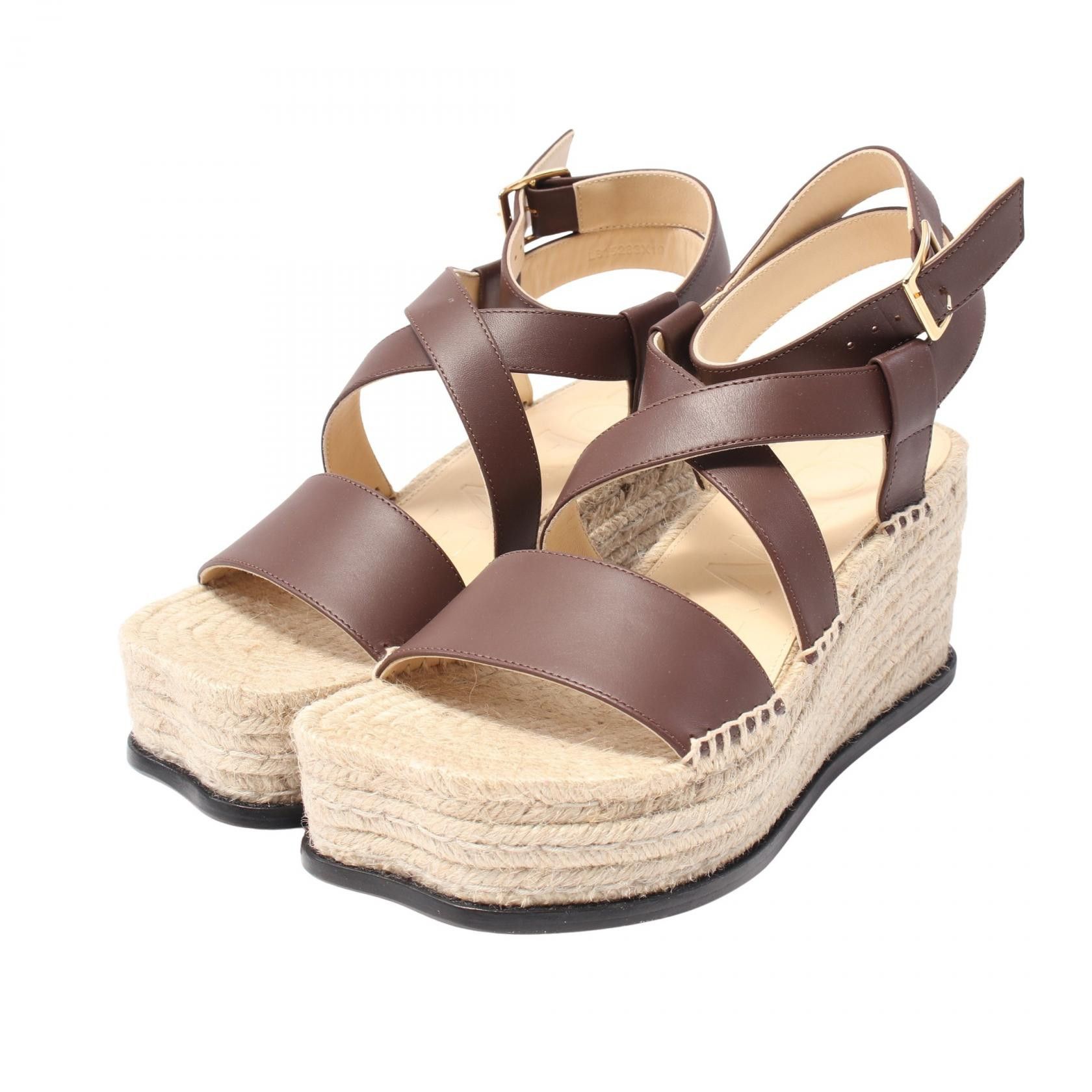 Loewe Loewe Petal Espadrille Leather Sandals Leather Shoes L815283X19311041 in Brown, Women's