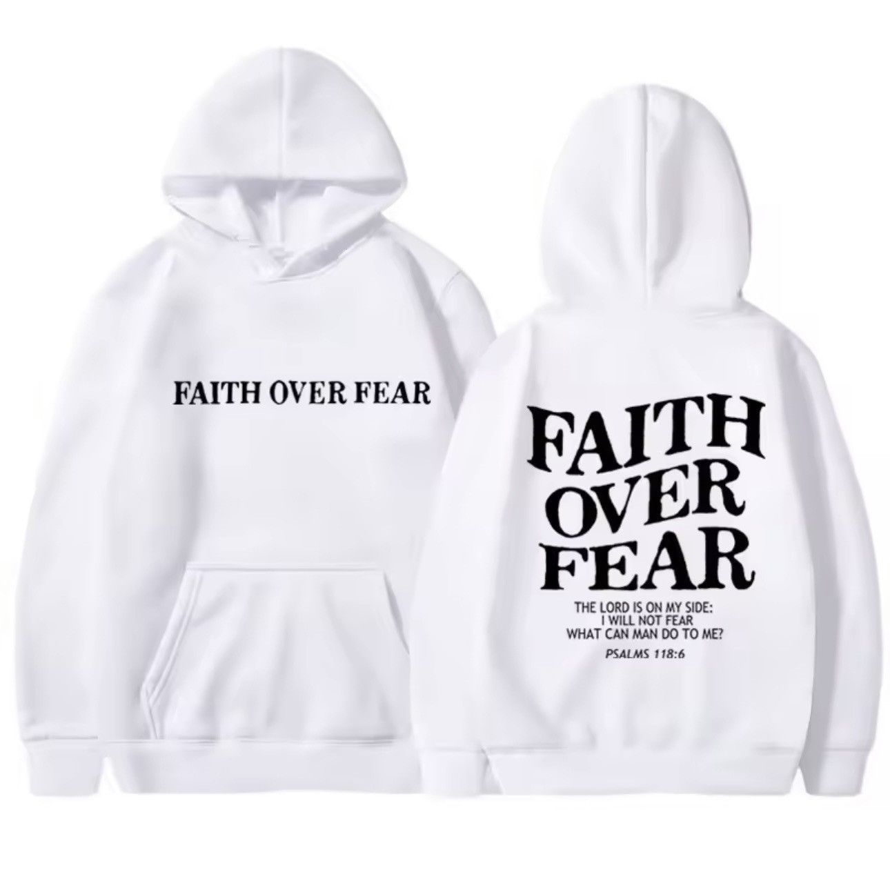 Japanese Brand Hoodie “Faith Over Fear” White Size US M / EU 48-50 / 2 - 1 Thumbnail