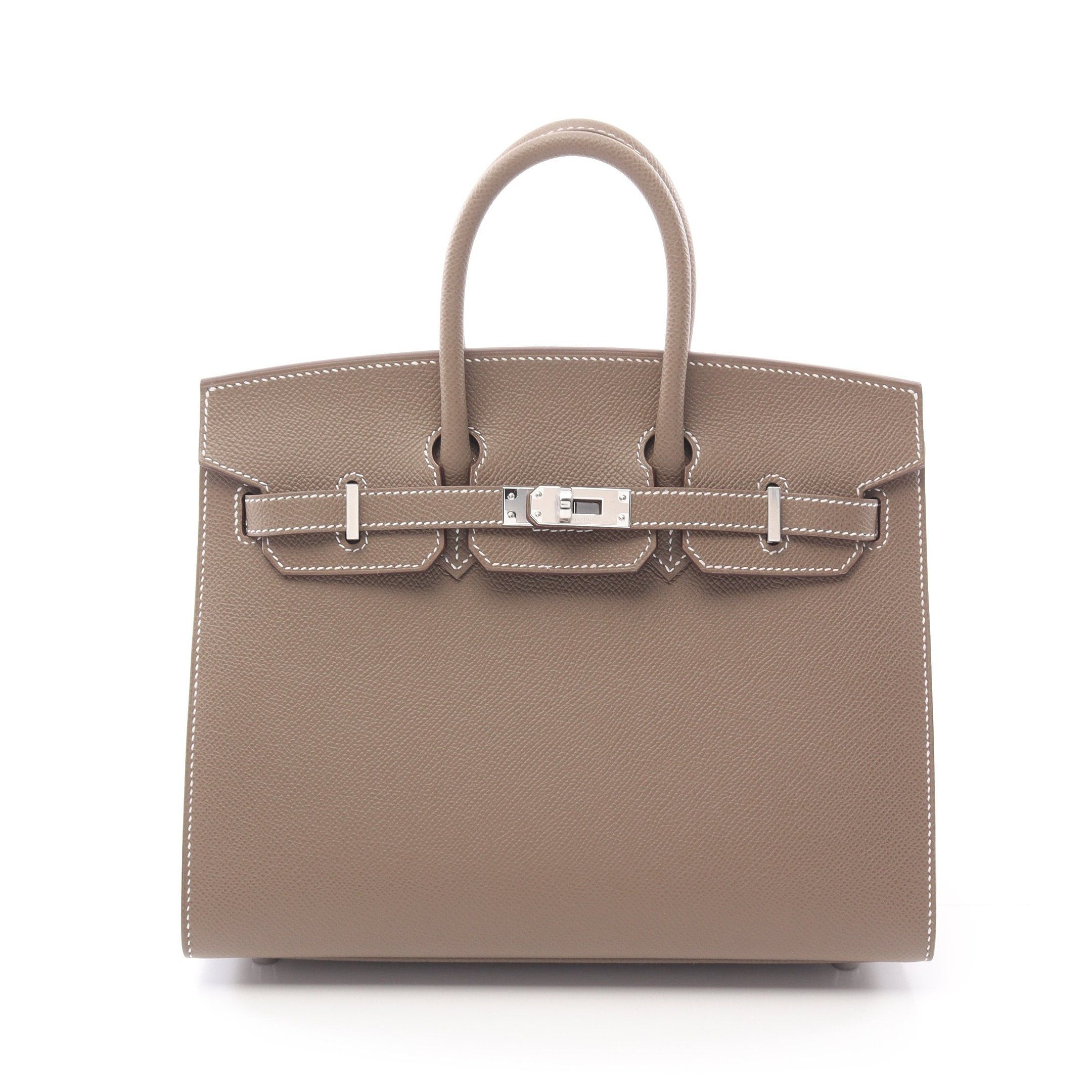 Hermes Hermes Birkin 25 Etoupe Handbag Veau Epsom Gray Brown Silver Hardware Double Engraved Size ONE SIZE - 1 Thumbnail