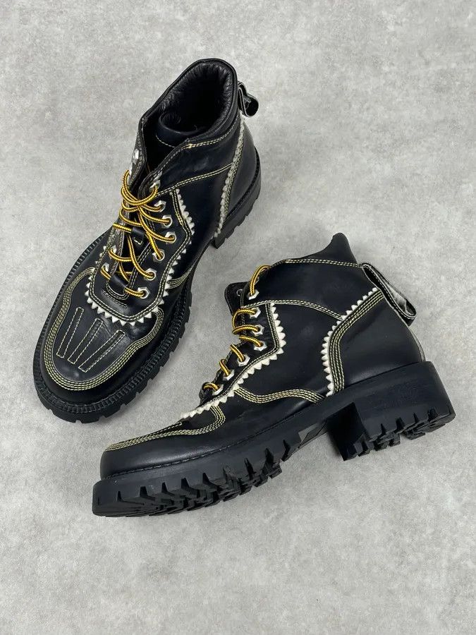 Dsquared2 2000s Dsquared2 Black Leather Contrast Stitch Boots Size US 8 / EU 41 - 3 Thumbnail