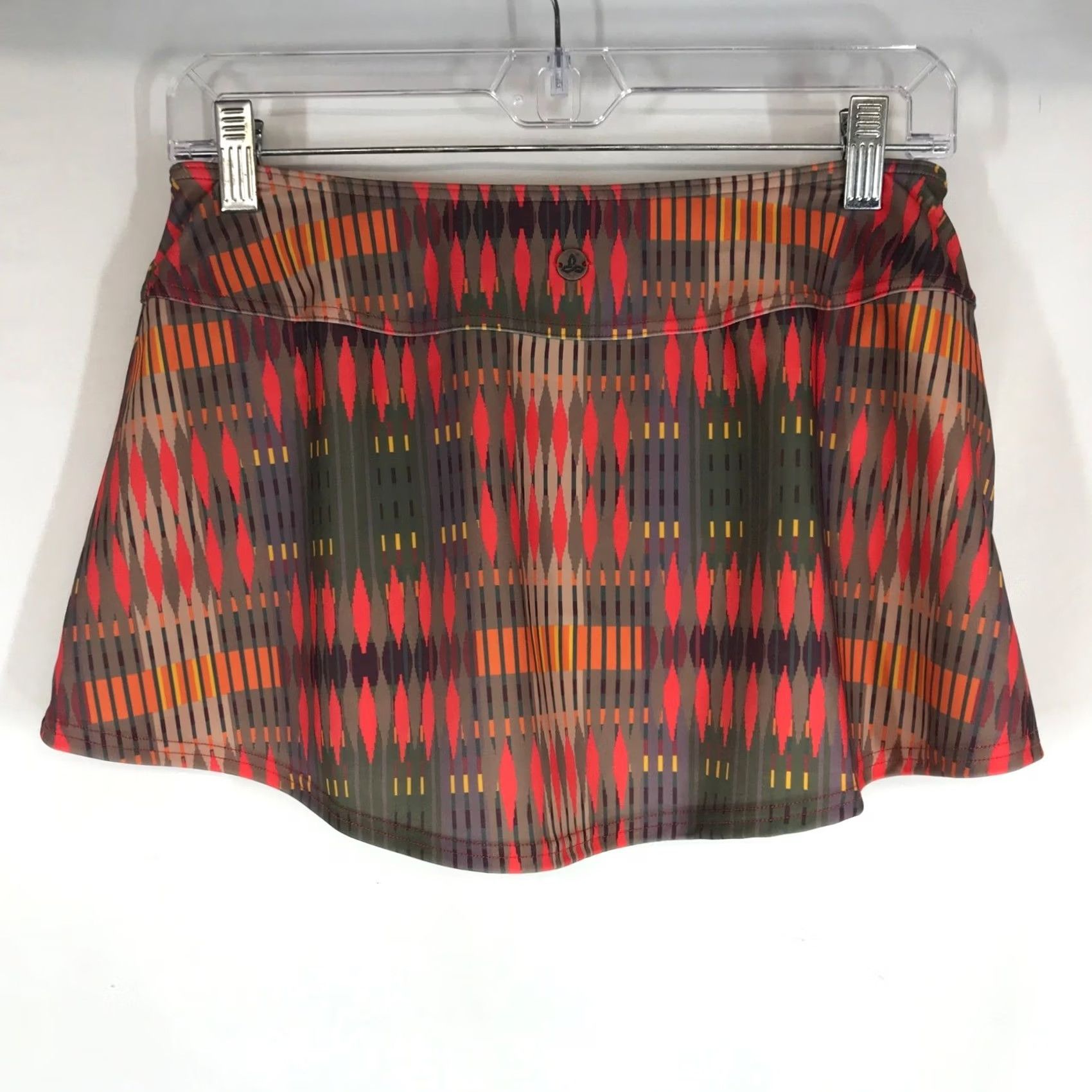 Prana prAna Women Swim Skirt Bottom Geometric Ikat Print Orange Multicolor Athletic Quick Dry Lined Elastic Waist Size 28" / US 6 / IT 42 - 4 Thumbnail