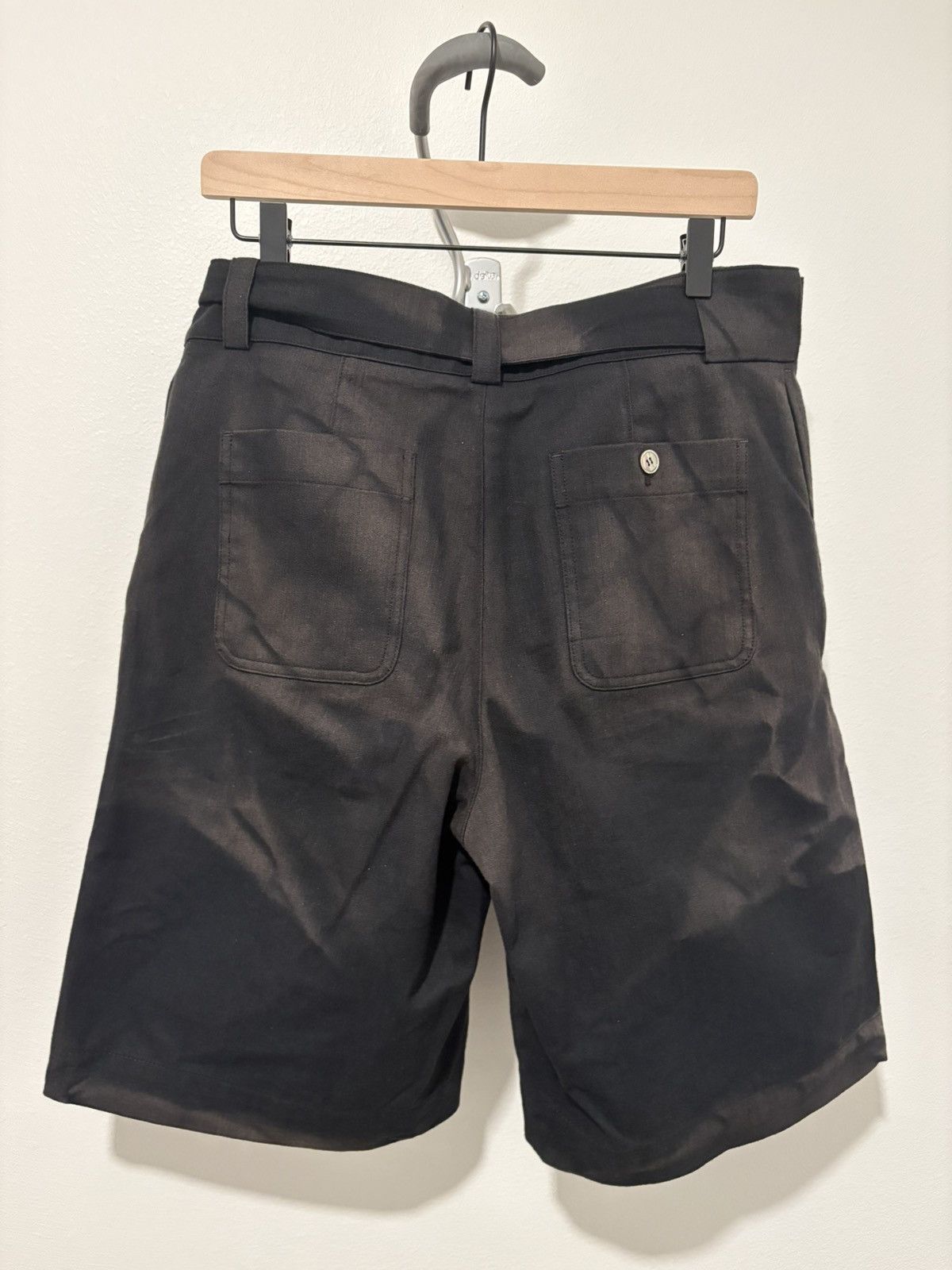 JiyongKim Sun-Bleached Double Front Shorts Black Size US 32 / EU 48 - 4 Thumbnail