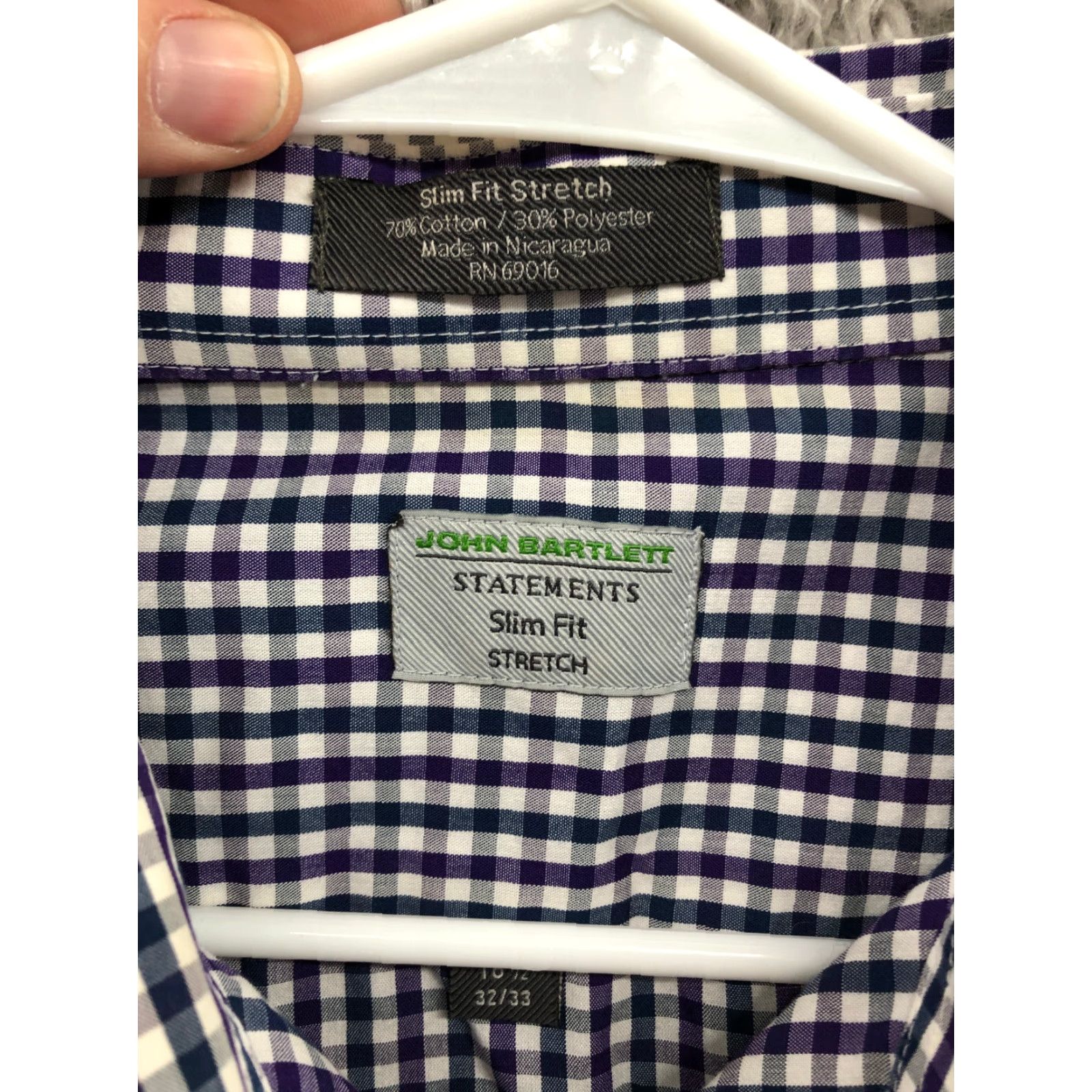 Vintage John Bartlett Shirt 16.5 32/33 Mens Blue Long Sleeve Spread Collar Plaid Shirt Size US XL / EU 56 / 4 - 6 Thumbnail