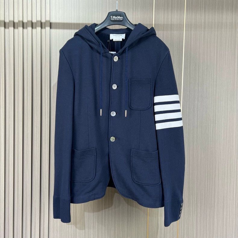 Thom Browne Thom Browne size2 Dark blue four-barrel hooded jacket Size US XL / EU 56 / 4 - 1 Thumbnail