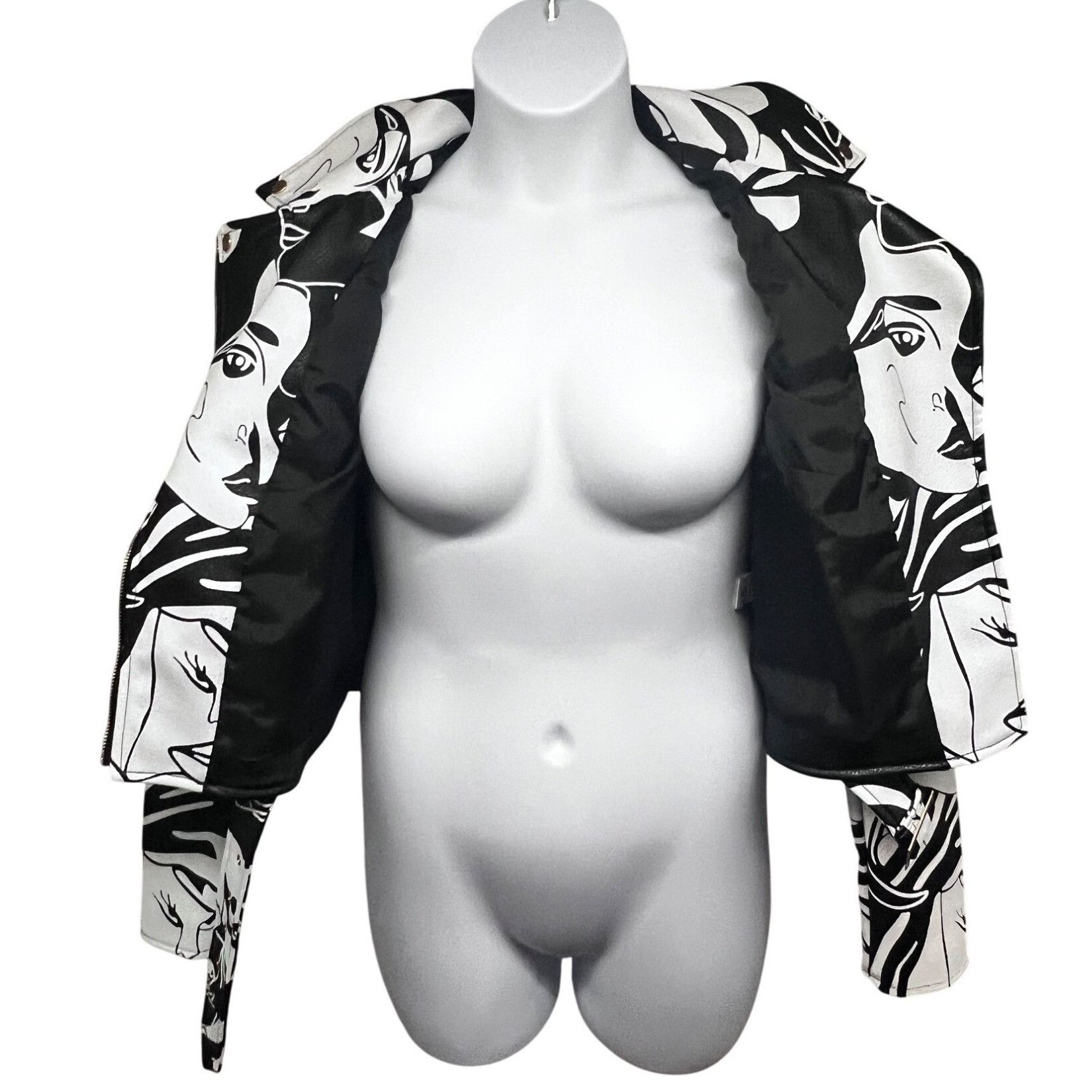 Azalea Wang Azalea Wang Designer Faux Leather Graphic Moto Jacket Size M / US 6-8 / IT 42-44 - 5 Thumbnail