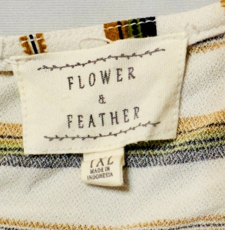 Other Flower & Feather Striped Zip-Front Blouse – Size 1X Size XXL / US 16-18 / IT 52-54 - 3 Thumbnail
