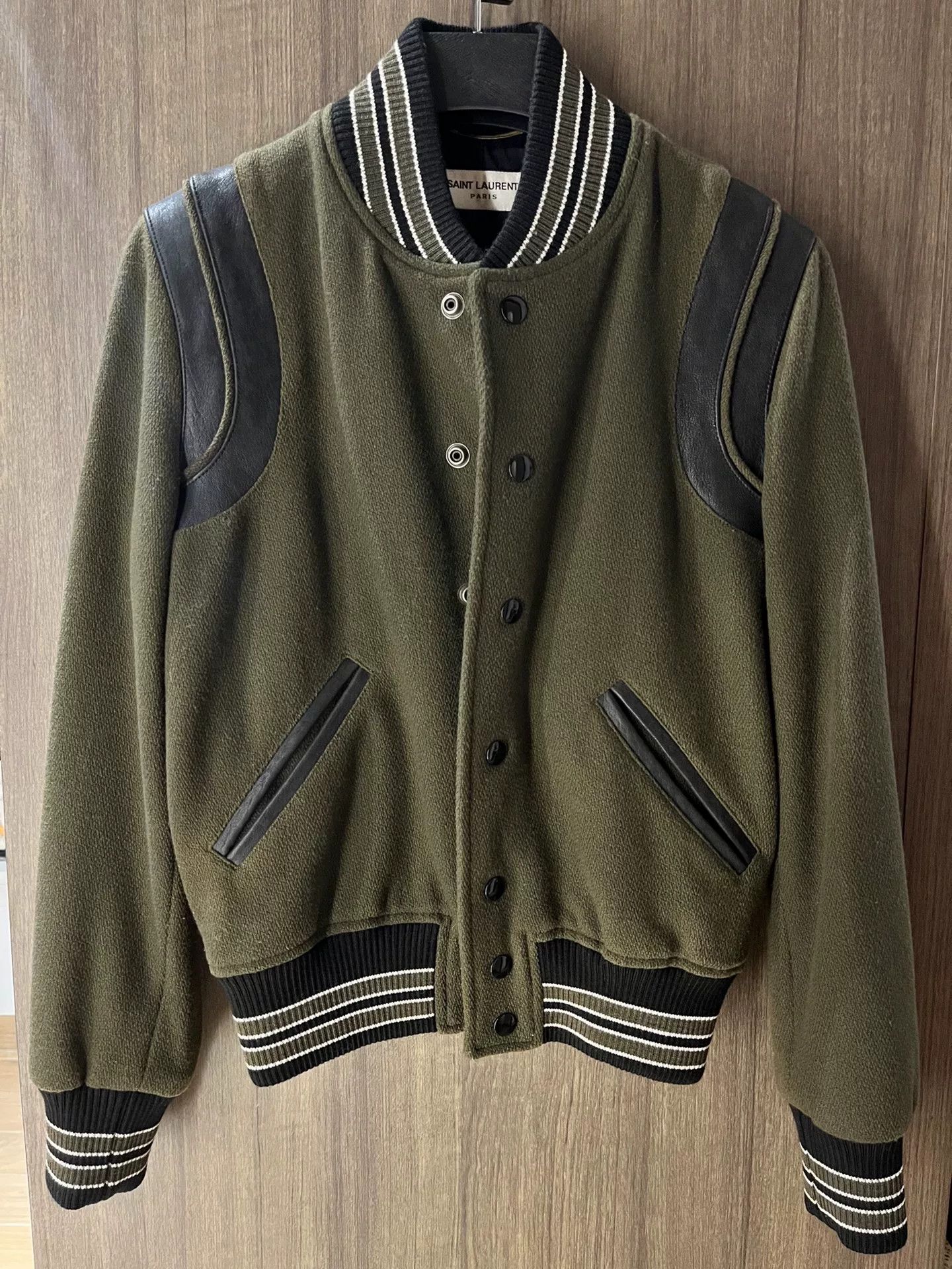 Saint Laurent Paris Saint Laurent Olive Varsity Jacket Size XXS / US 00 / IT 34 - 1 Thumbnail