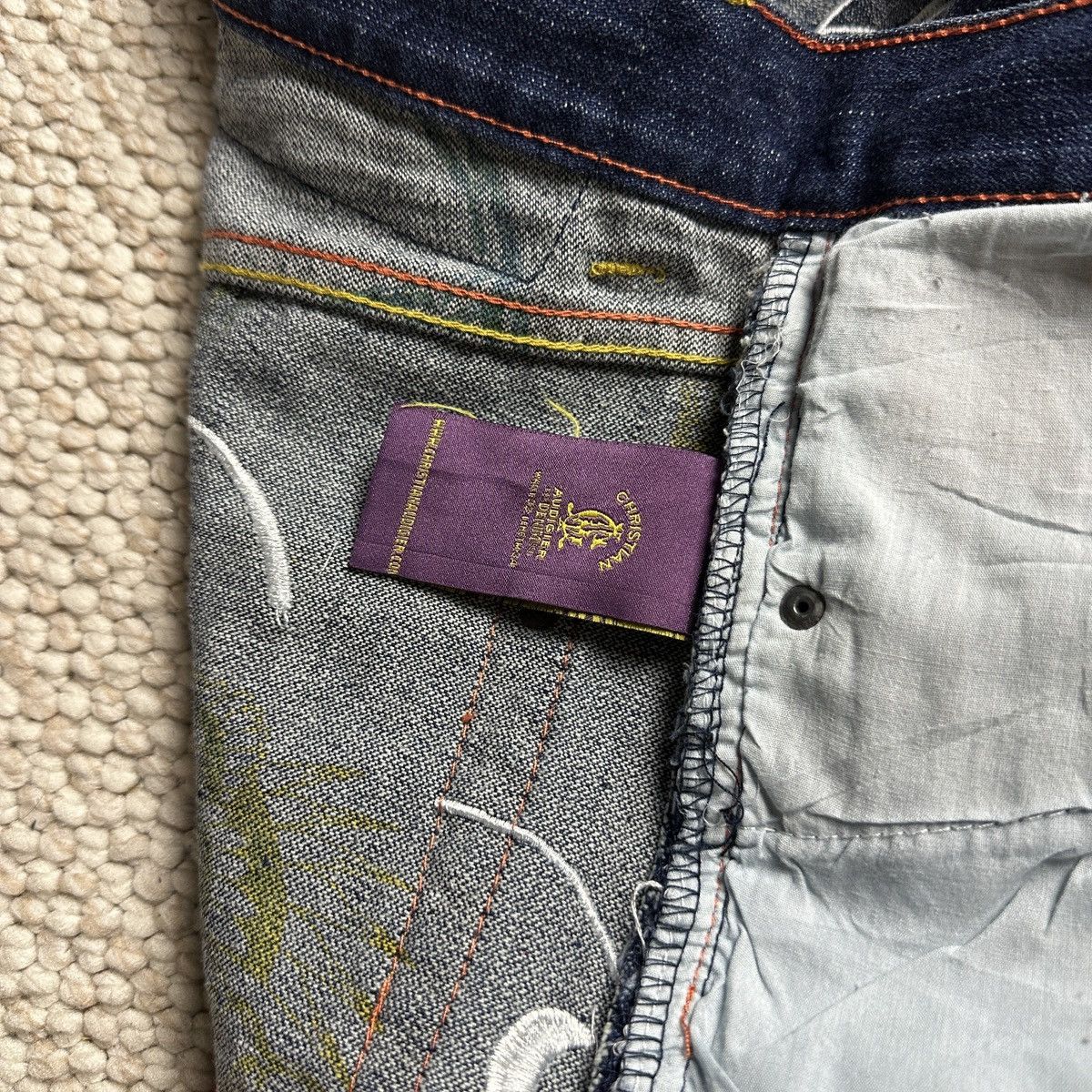 Christian Audigier Rare 00s Christian Audigier Skull Denim Pants Size US 32 / EU 48 - 7 Thumbnail