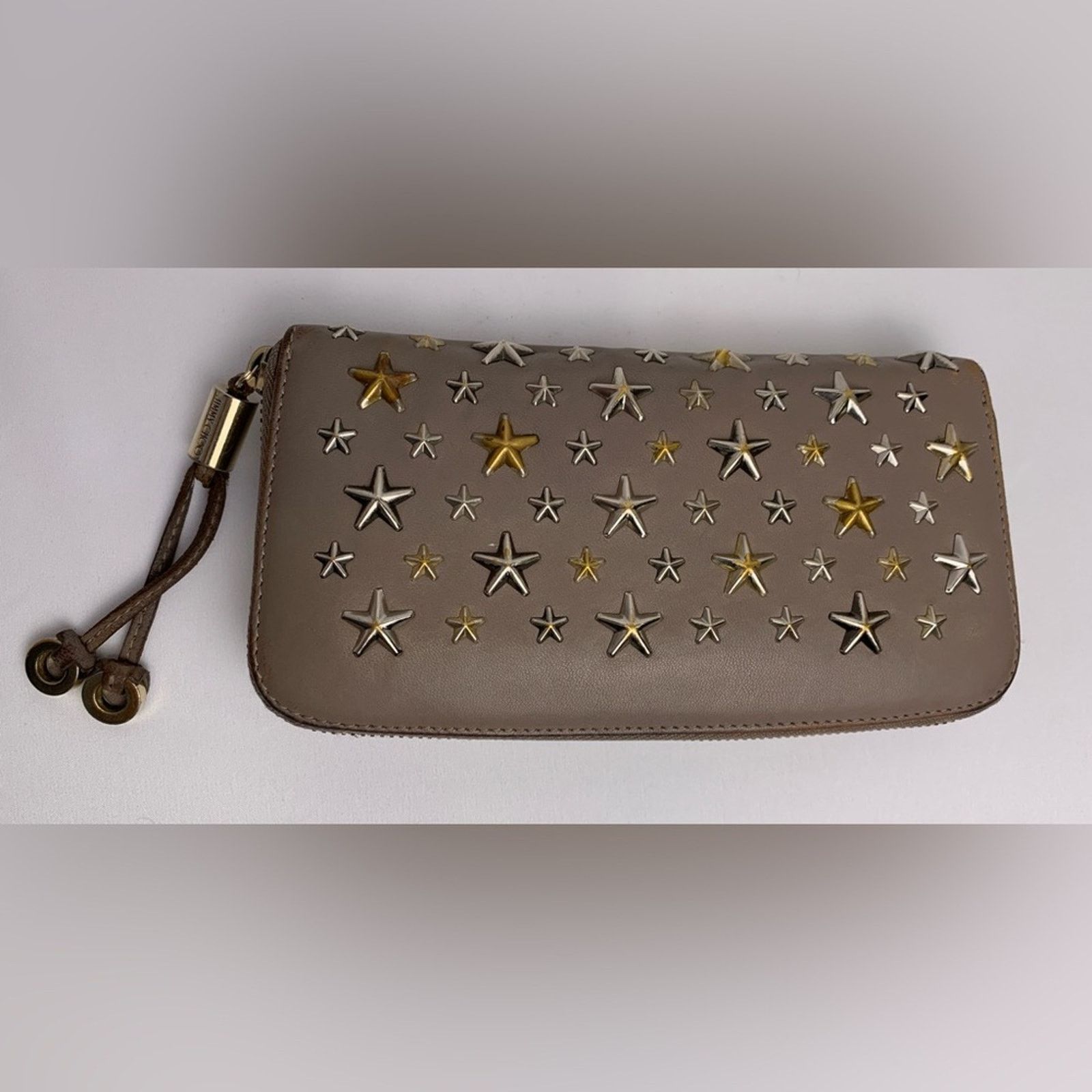 Jimmy Choo Jimmy Choo Filipe Star-Studded Brown Leather Zip Long Wallet Size ONE SIZE - 4 Thumbnail
