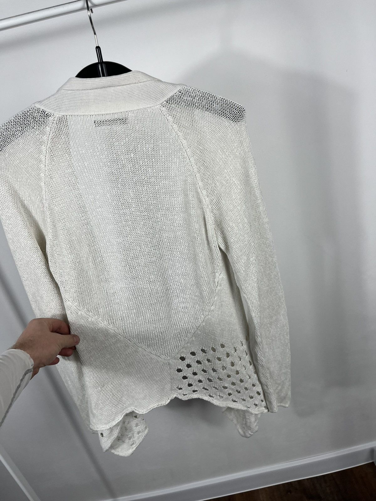Sarah Pacini Sarah Pacini White Knit Open Cardigan Draped Long Sleeve Size S / US 4 / IT 40 - 11 Thumbnail