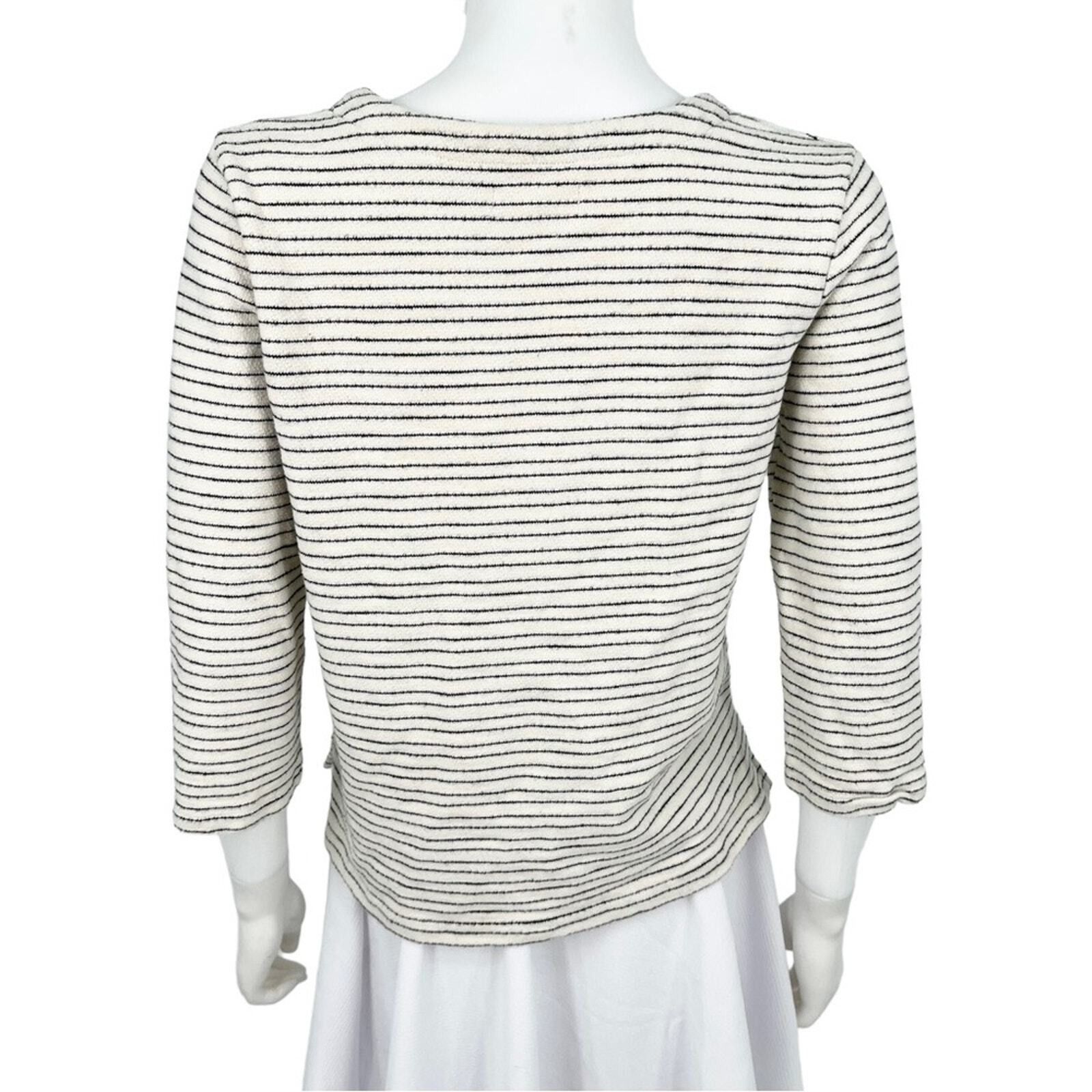 Madewell Madewell Size XS White & Blue Striped 3/4 Sleeve Laced Front Size XS / US 0-2 / IT 36-38 - 3 Thumbnail