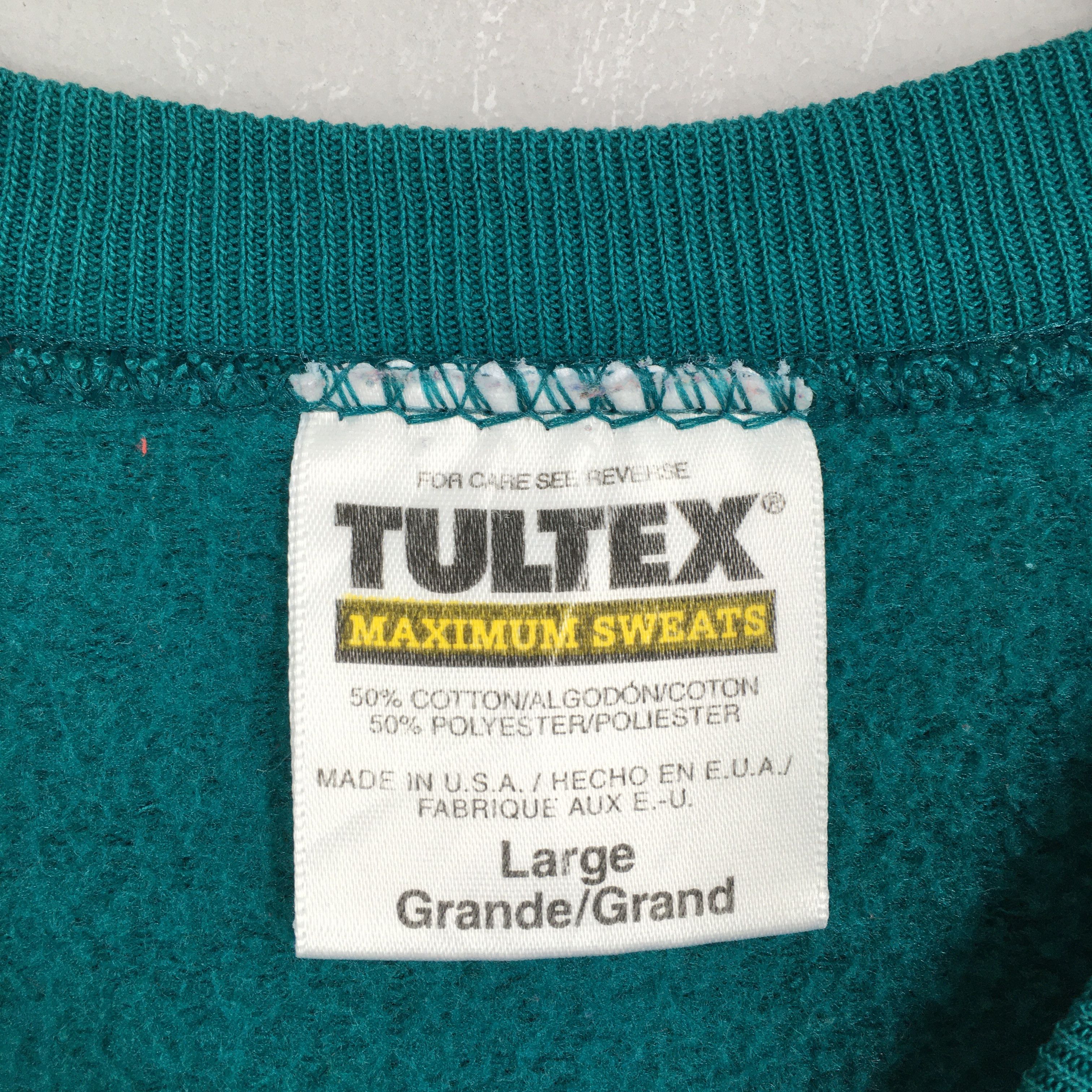 Tultex Vintage 90s Tultex Plain Green Turquoise Sweatshirt Large Size US L / EU 52-54 / 3 - 5 Thumbnail