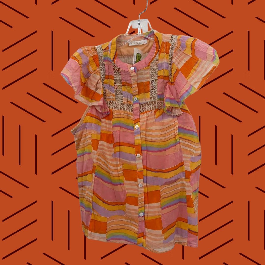 Vintage Karlie Orange Size Medium Blouse Size M / US 6-8 / IT 42-44 - 1 Thumbnail