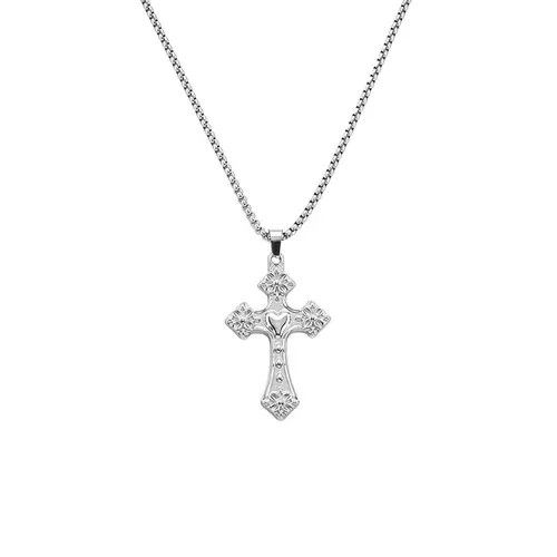 Jewelry Silver Cross Pendant Necklace, Men's Religious Jewelry Size ONE SIZE - 5 Thumbnail