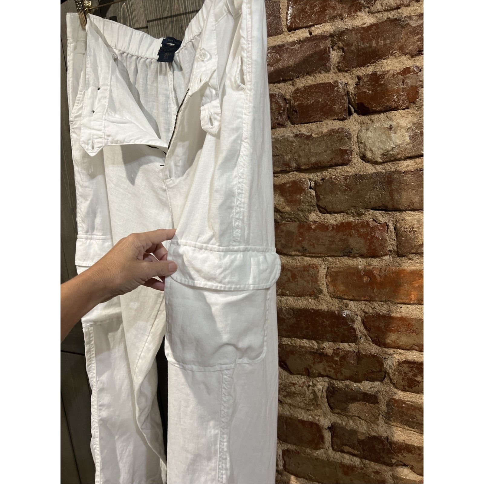 Other Rachel Roy Women's 100% Linen Cargo Pant Ivory Size XL Beach Size 34" / US 12 / IT 48 - 7 Thumbnail
