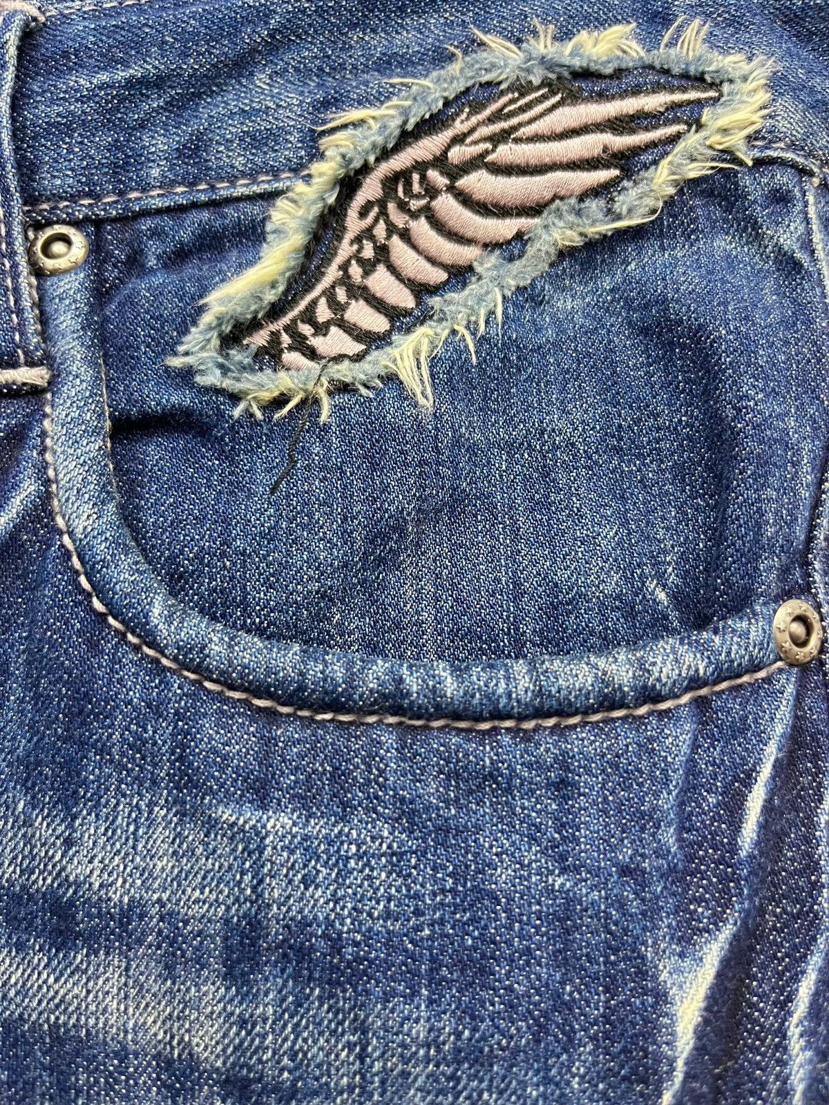 Japanese Brand 🔥Vtg NYLAUS Punk Long Flap Studded Embroidery Winged Flare Size US 31 - 13 Thumbnail